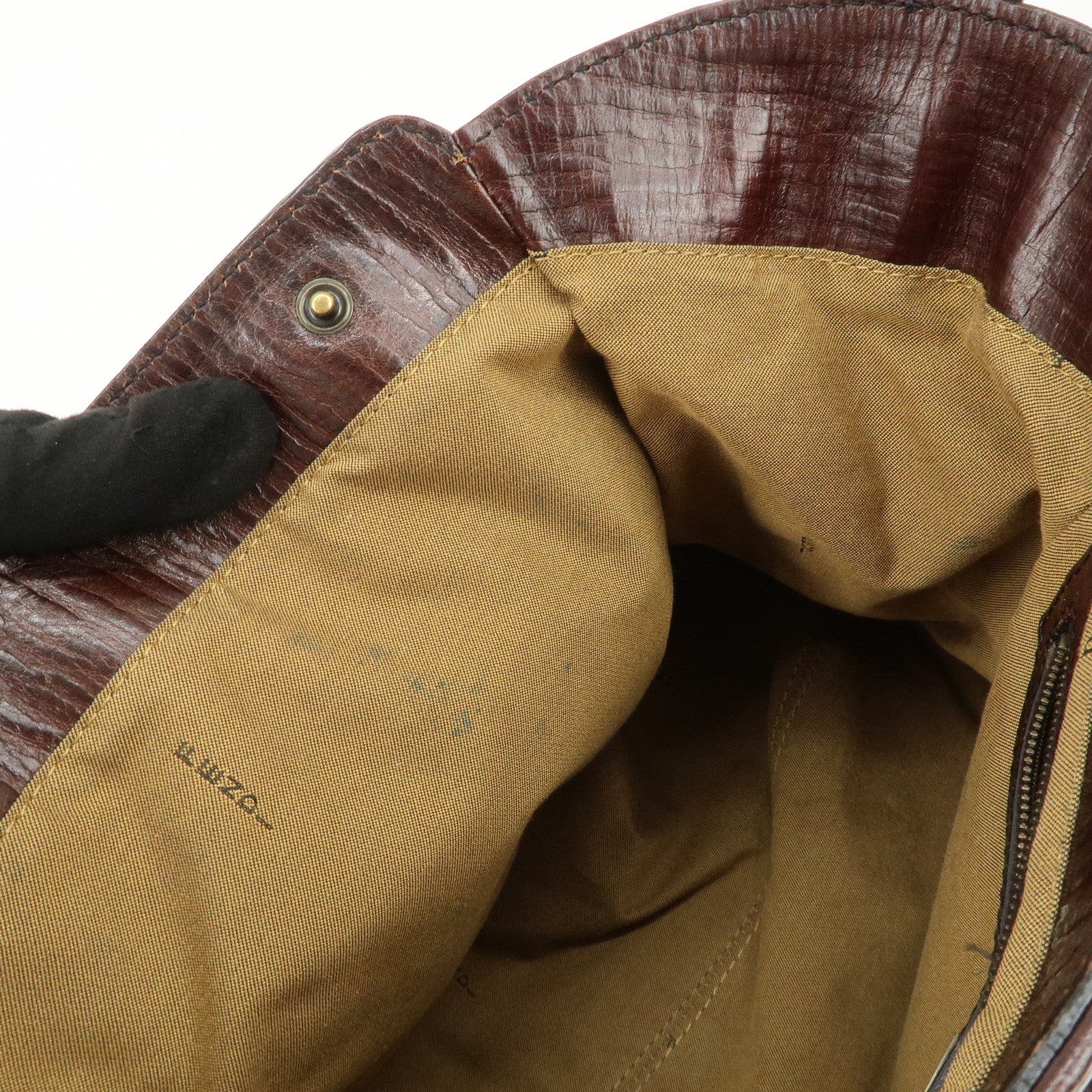 FENDI Suede Leather Ethnico Tote Bag Shoulder Bag Brown 8BN157