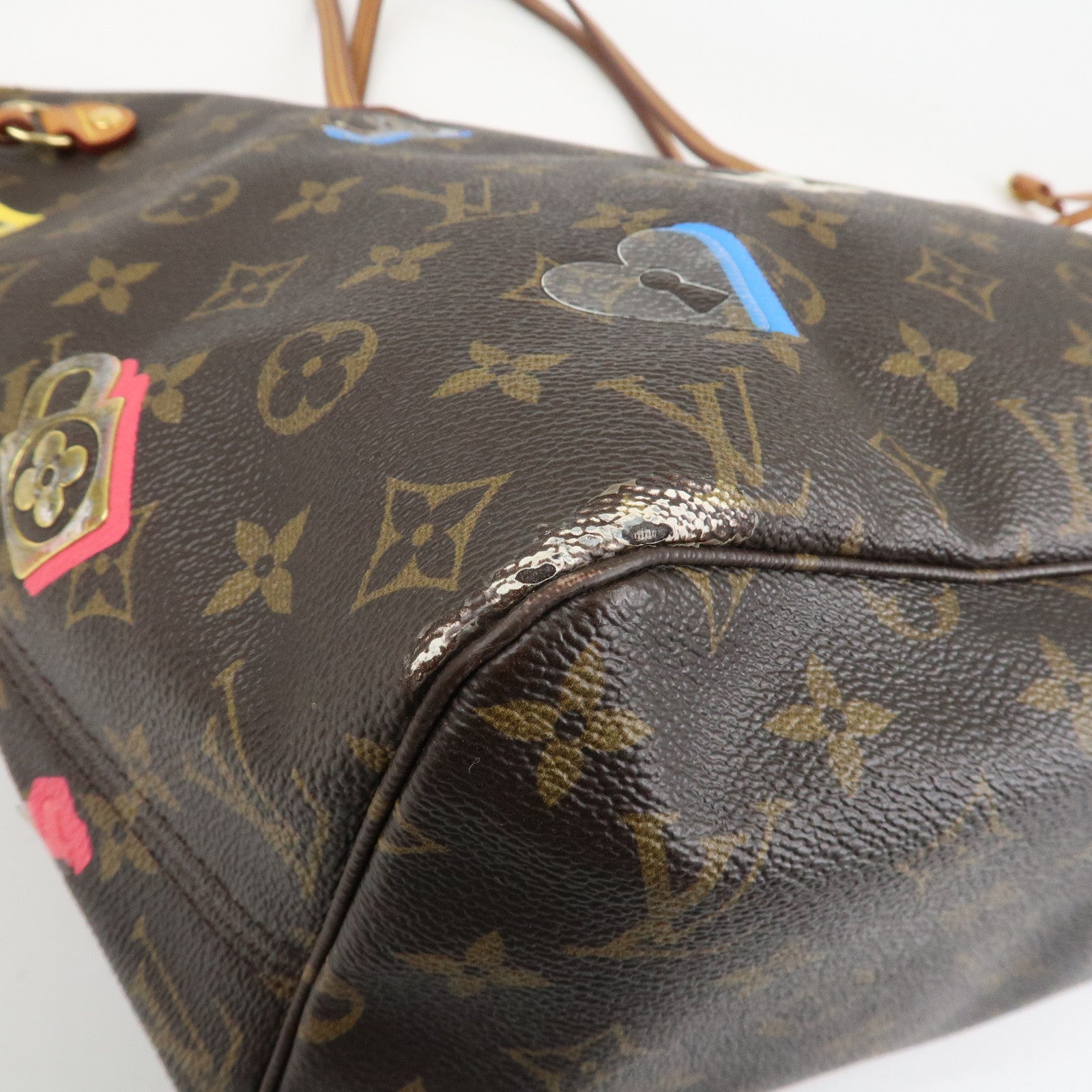Louis Vuitton Monogram Love Lock Neverfull MM Tote Bag M44364 Used