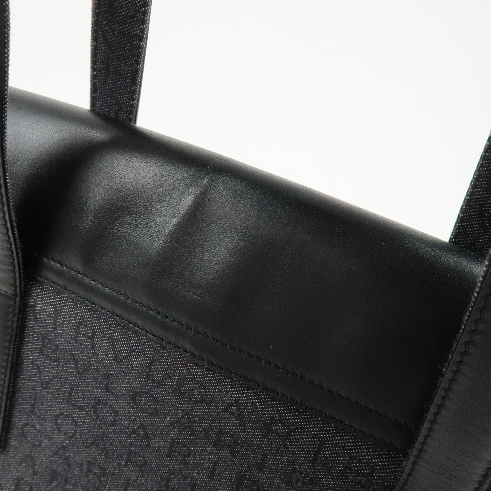 BVLGARI Logo Mania Canvas Leather Tote Bag Hand Bag Black