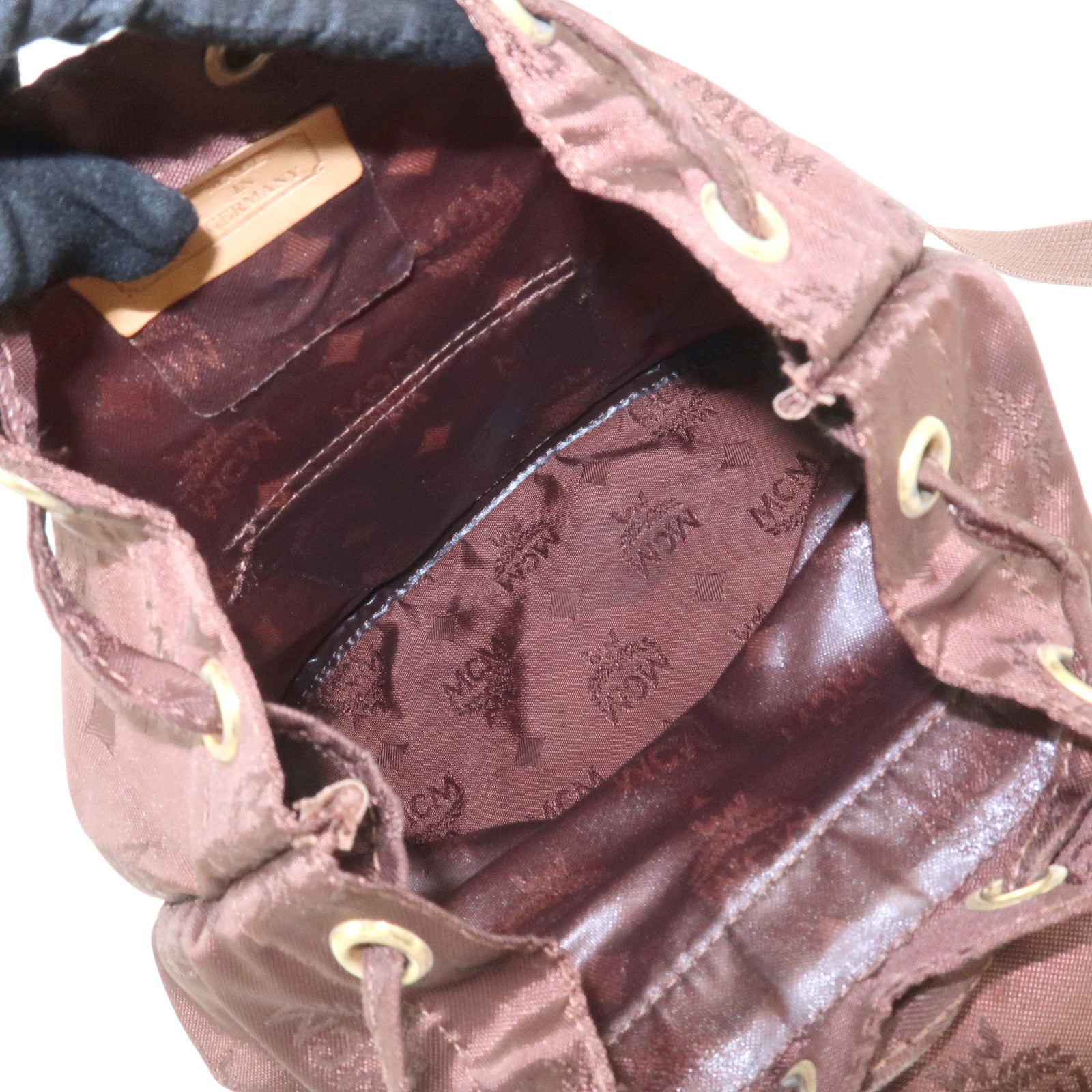 MCM Visetos Nylon Leather Backpack Rucksack Brown