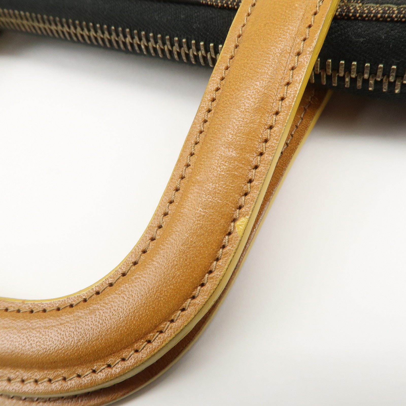 FENDI Logo Canvas Leather Hand Bag Animal Print Yellow Black 26347