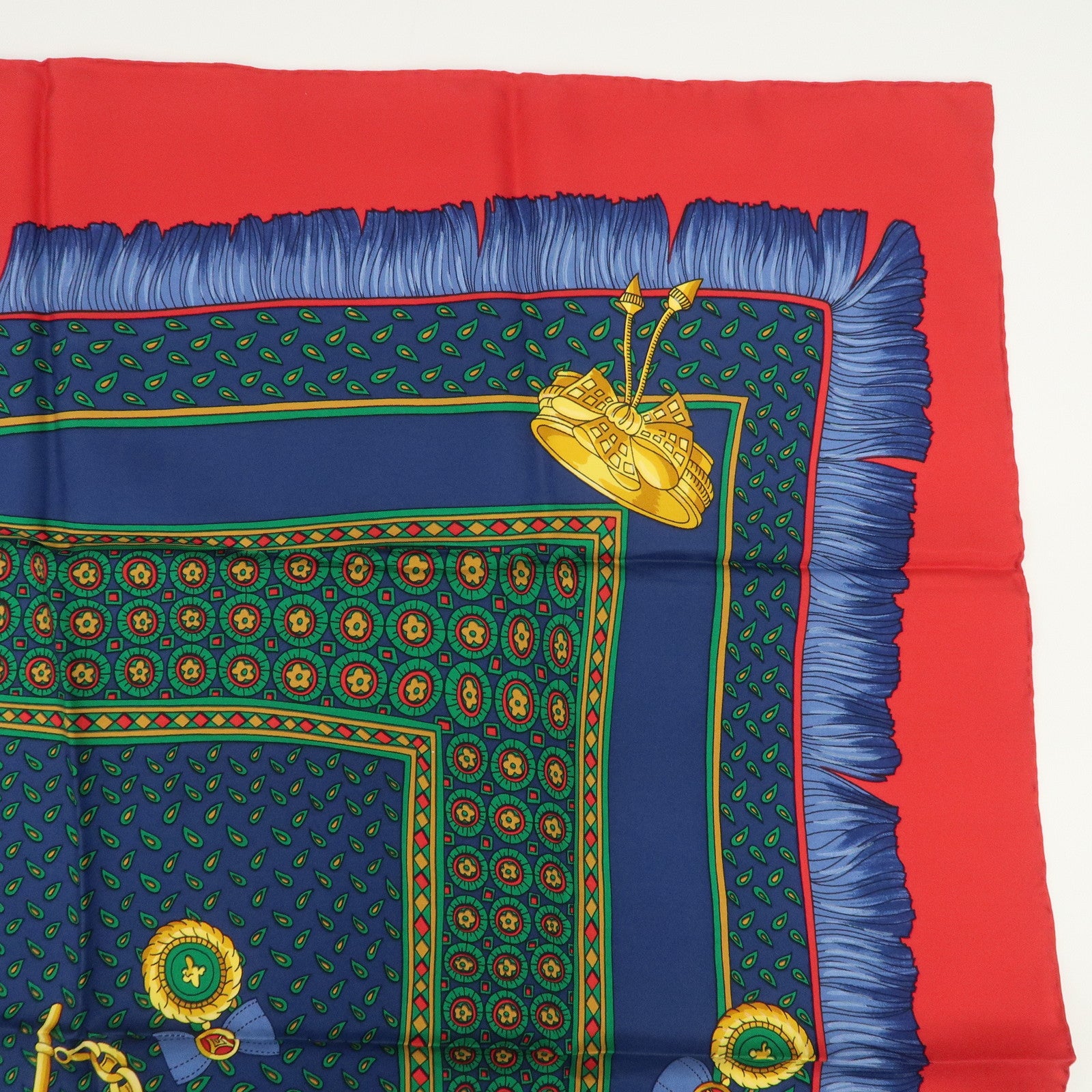 CELINE Silk 100% Scarf Red Blue Yellow Multicolor