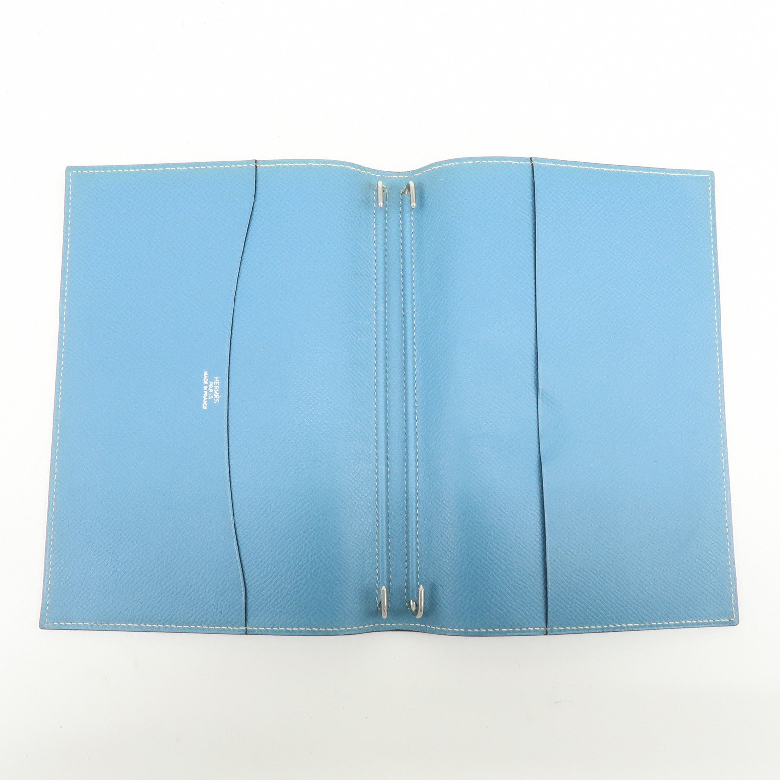 HERMES Globe Trotter Veau Epsom Planner Cover □H Stamped Blue Jean