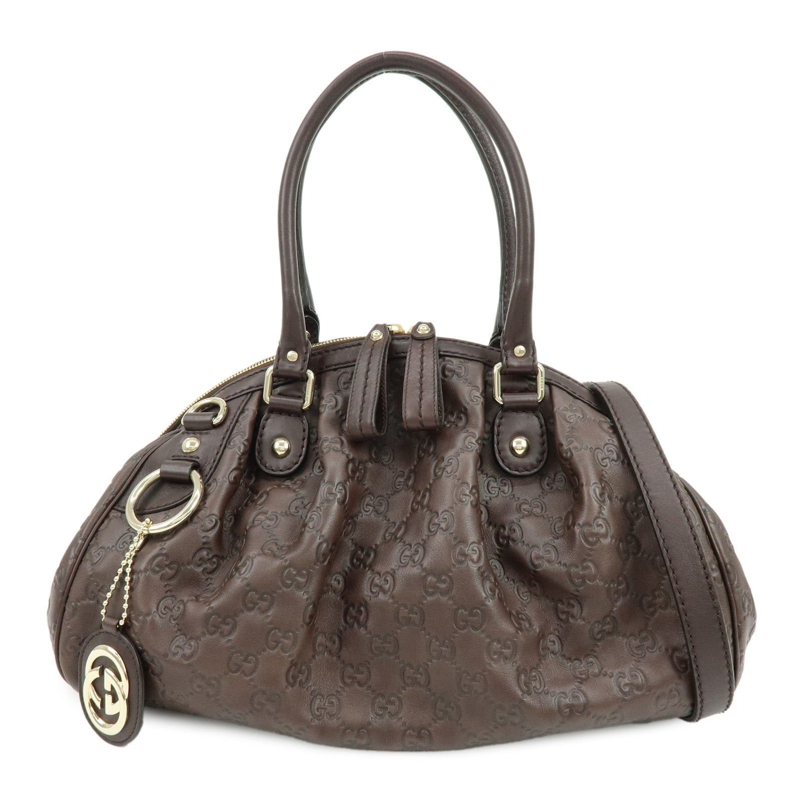 GUCCI Sukey Interlocking G Guccissima Leather 2WAY Bag Brown 223974