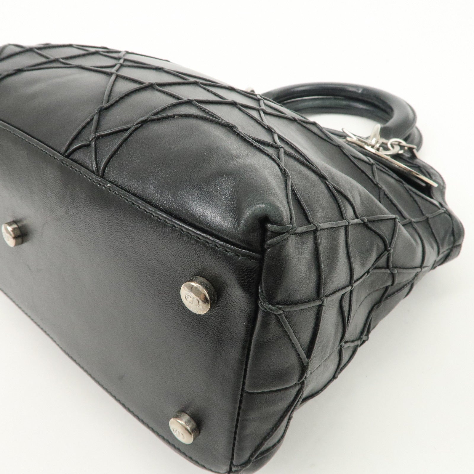 Christian Dior Cannage Granville Leather 2Way Bag Hand Bag Black