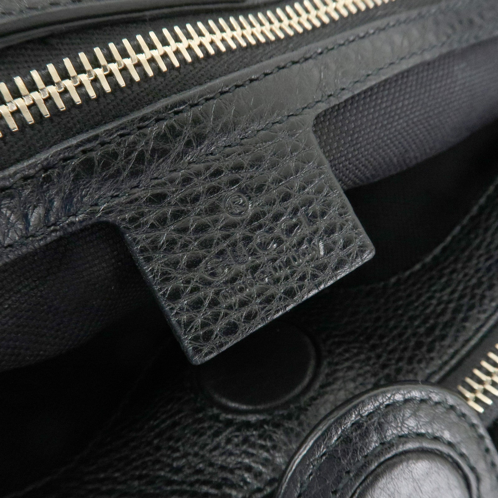 GUCCI Bamboo Leather 2WAY Shopper Medium Tote Bag Black 323660