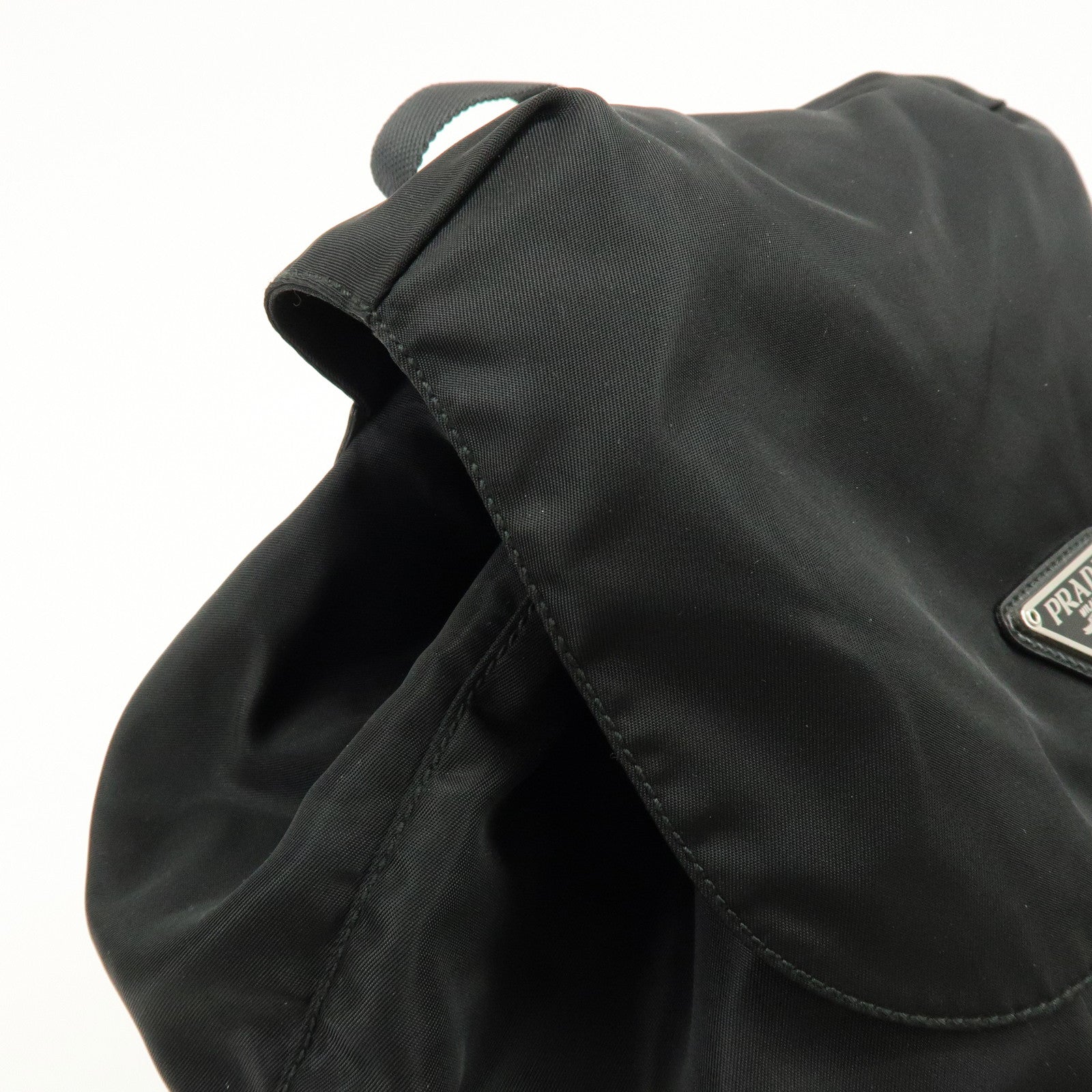 PRADA Logo Nylon Leather Back Pack Ruck Sack NERO Black 1BZ677