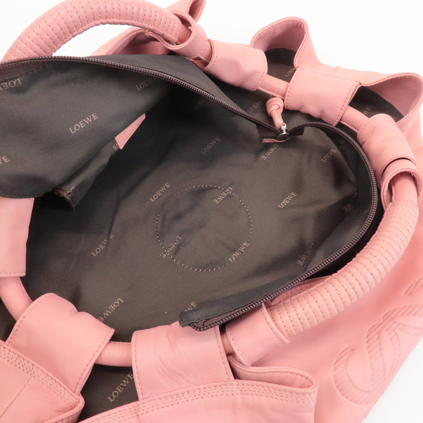 LOEWE Anagram Leather Nappa Aire Shoulder Hand Bag Pink Used