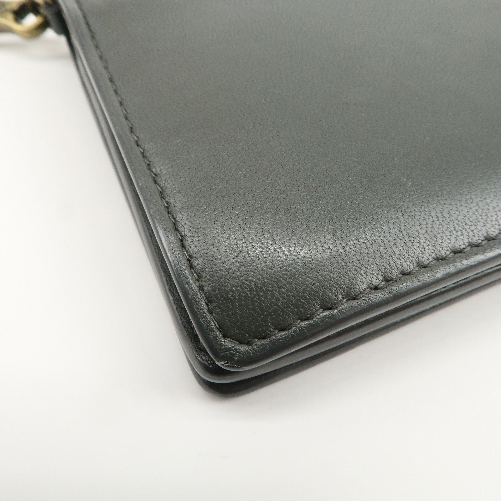 BOTTEGA VENETA Intrecciato Leather Chain Long Wallet Gray