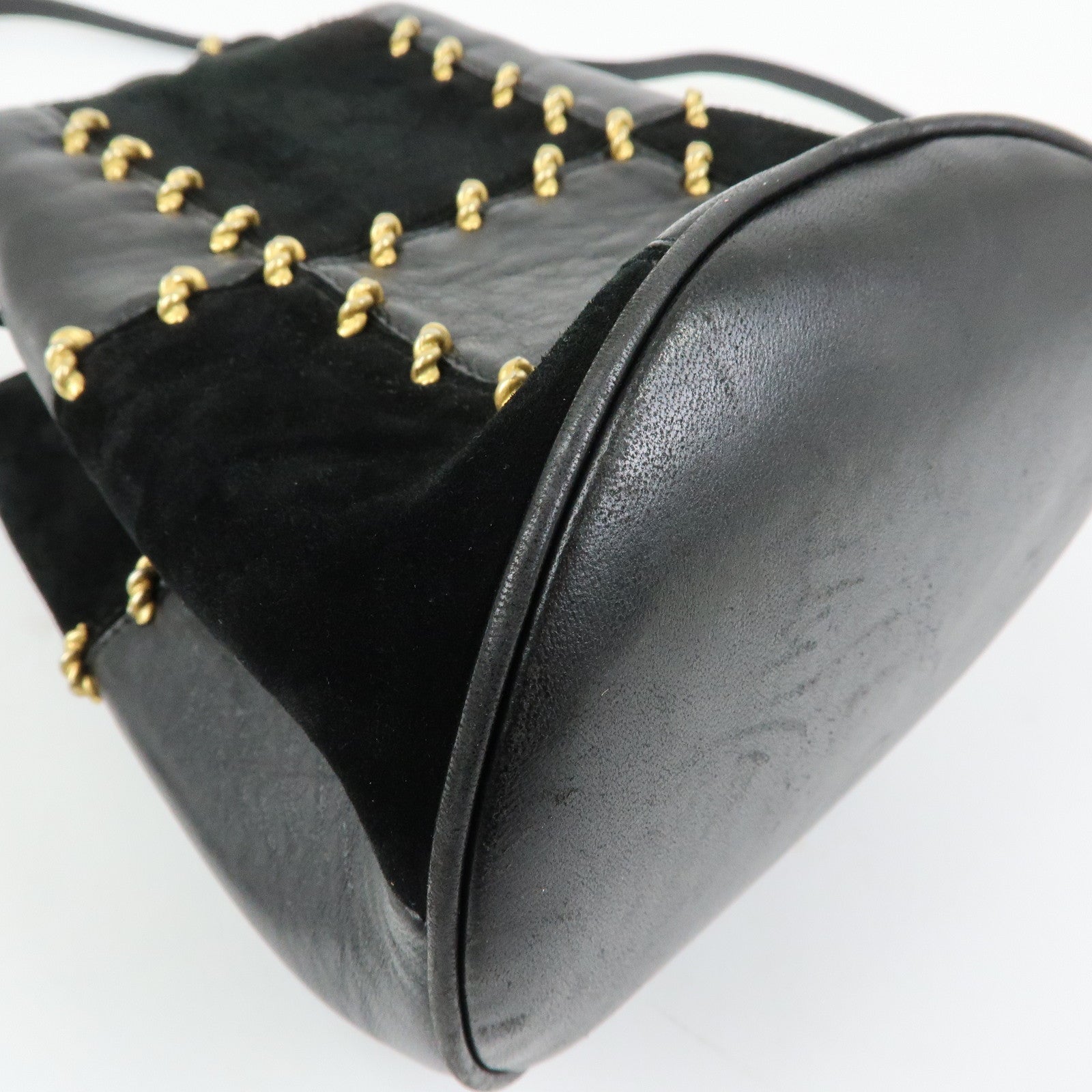 Ferragamo Leather Suede Shoulder Bag Crossbody Bag Black