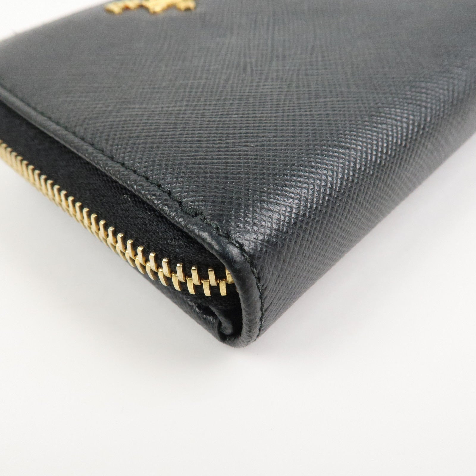 PRADA Saffiano Leather Round Zippy Bi-fold Compact Wallet 1ML522