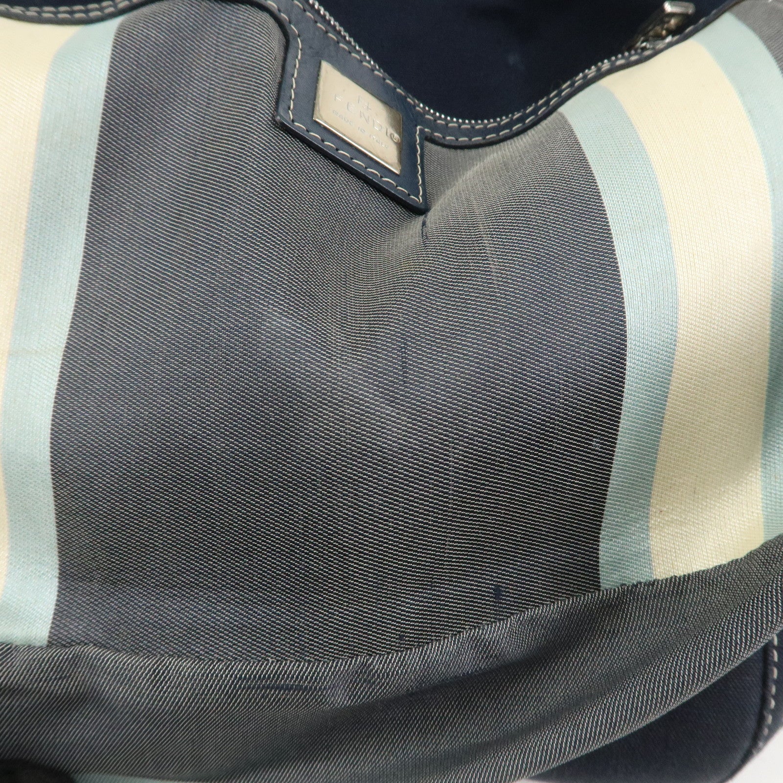 FENDI Logo Canvas Shoulder Bag Hand Bag Navy 26426