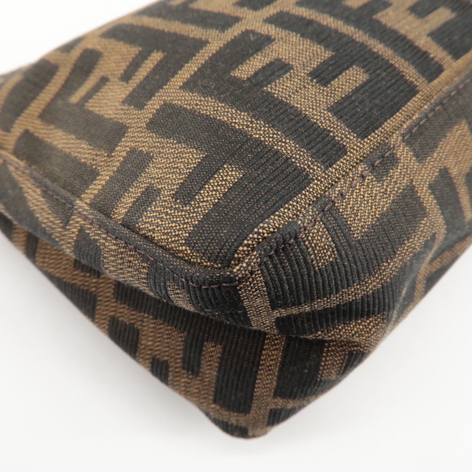 FENDI Zucca Canvas Leather Mini Hand Bag Brown 8BR155 Used