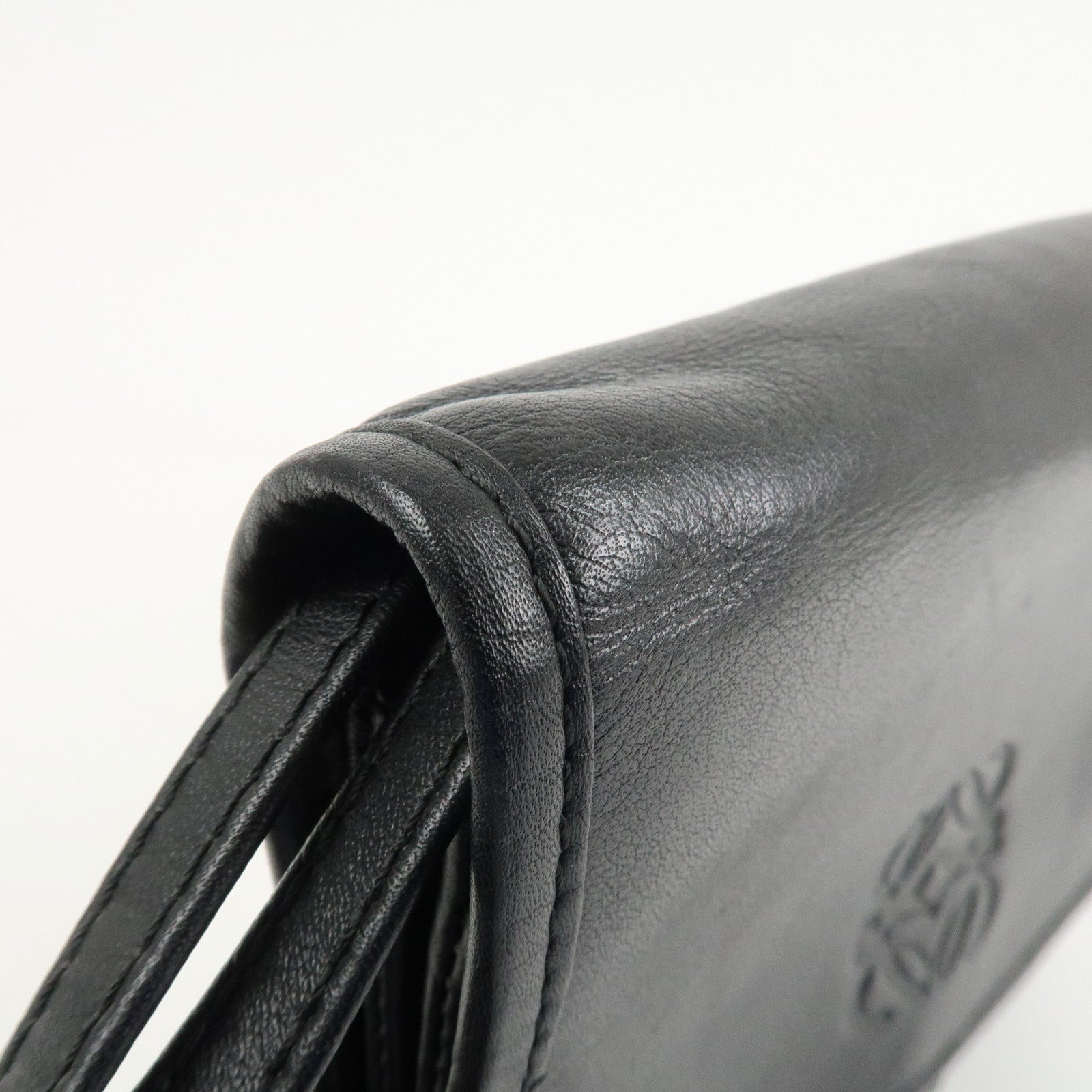 LOEWE Anagram Leather Clutch Bag Black Gold Hardware