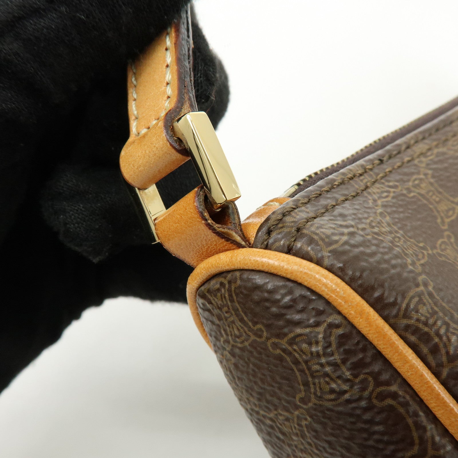 CELINE Macadam PVC Leather Shoulder Bag Hand bag Brown