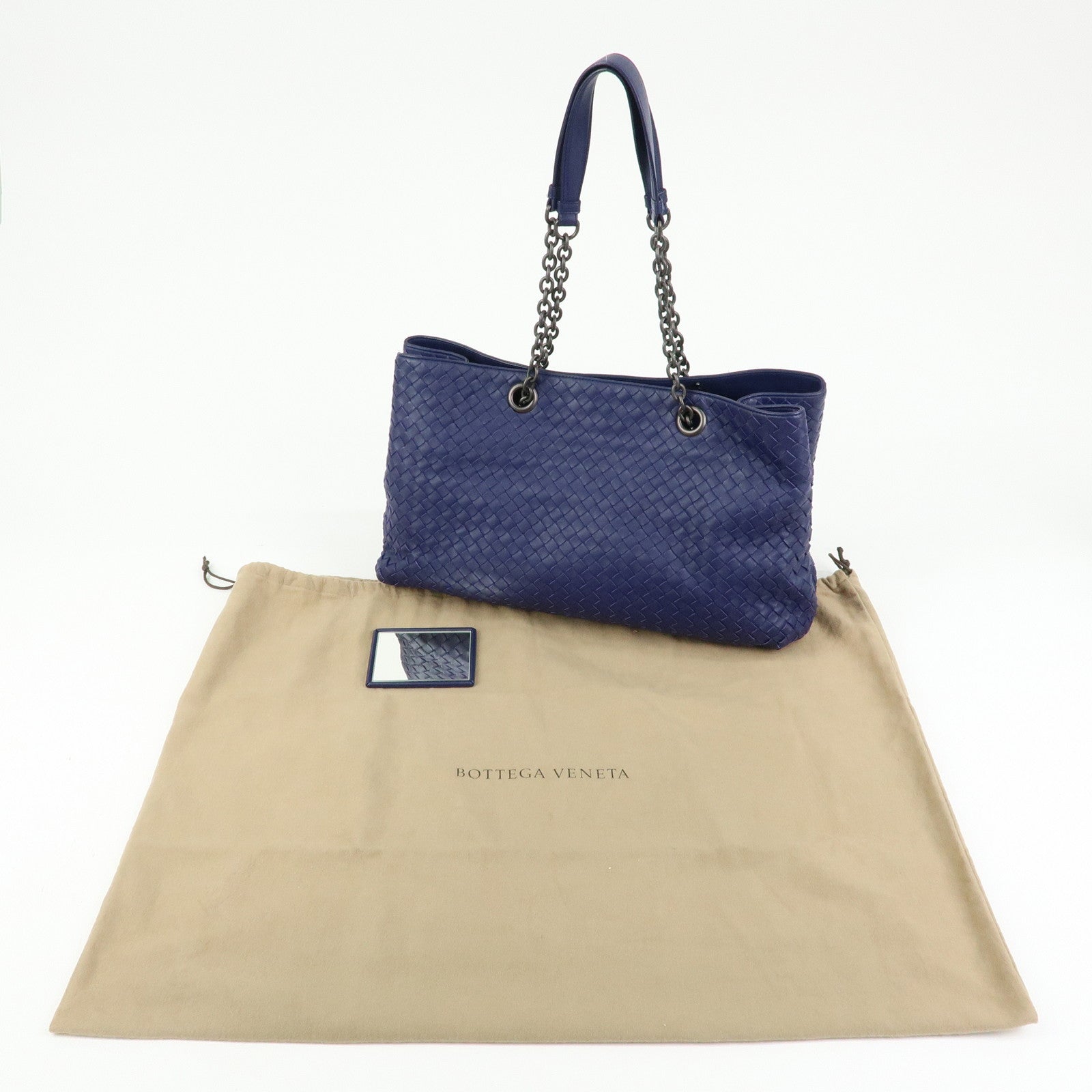 BOTTEGA VENETA Intrecciato Leather Shoulder Bag Tote Bag Blue