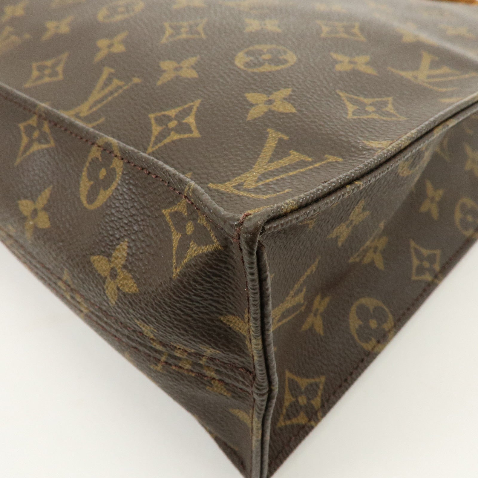 Louis Vuitton Monogram Sac Plat Tote Bag Hand Bag Brown M51140