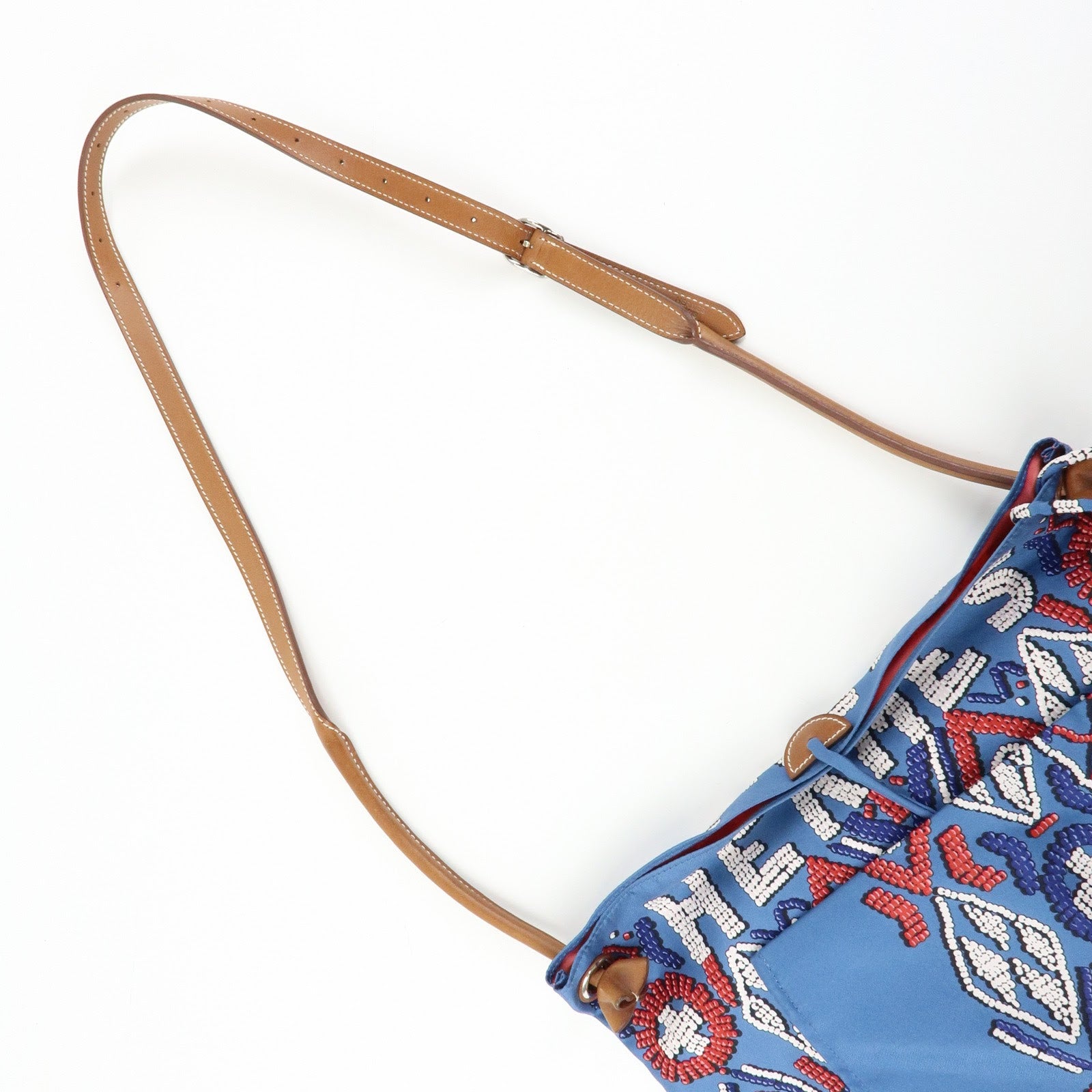 HERMS Silky City PM Silk Leather Shoulder Bag Kelly en Perles Blue
