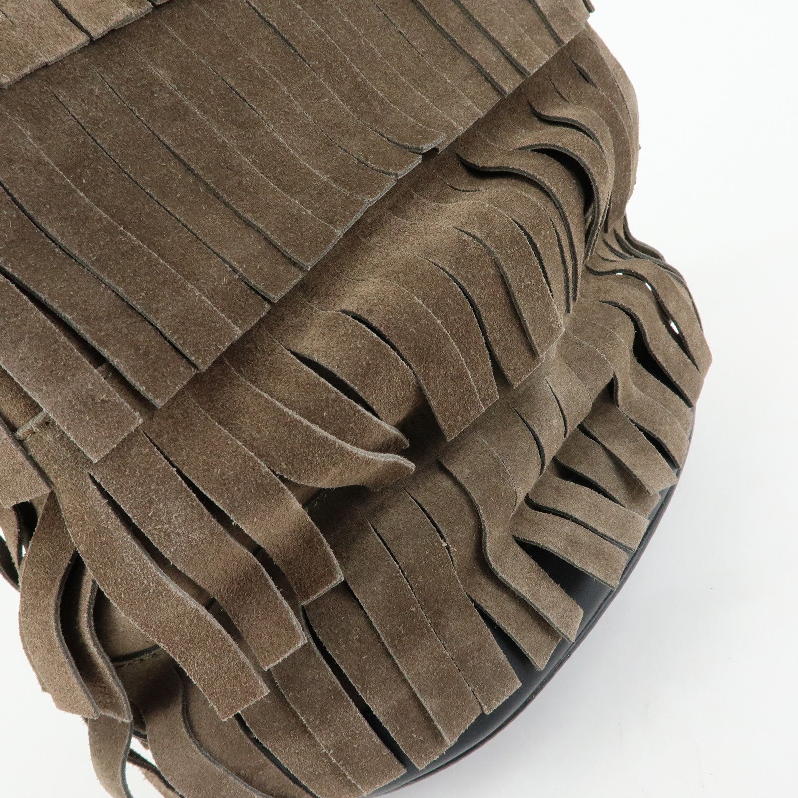 BURBERRY PROSUM Fringe Suede Leather Tote Bag Hand Bag Brown Black