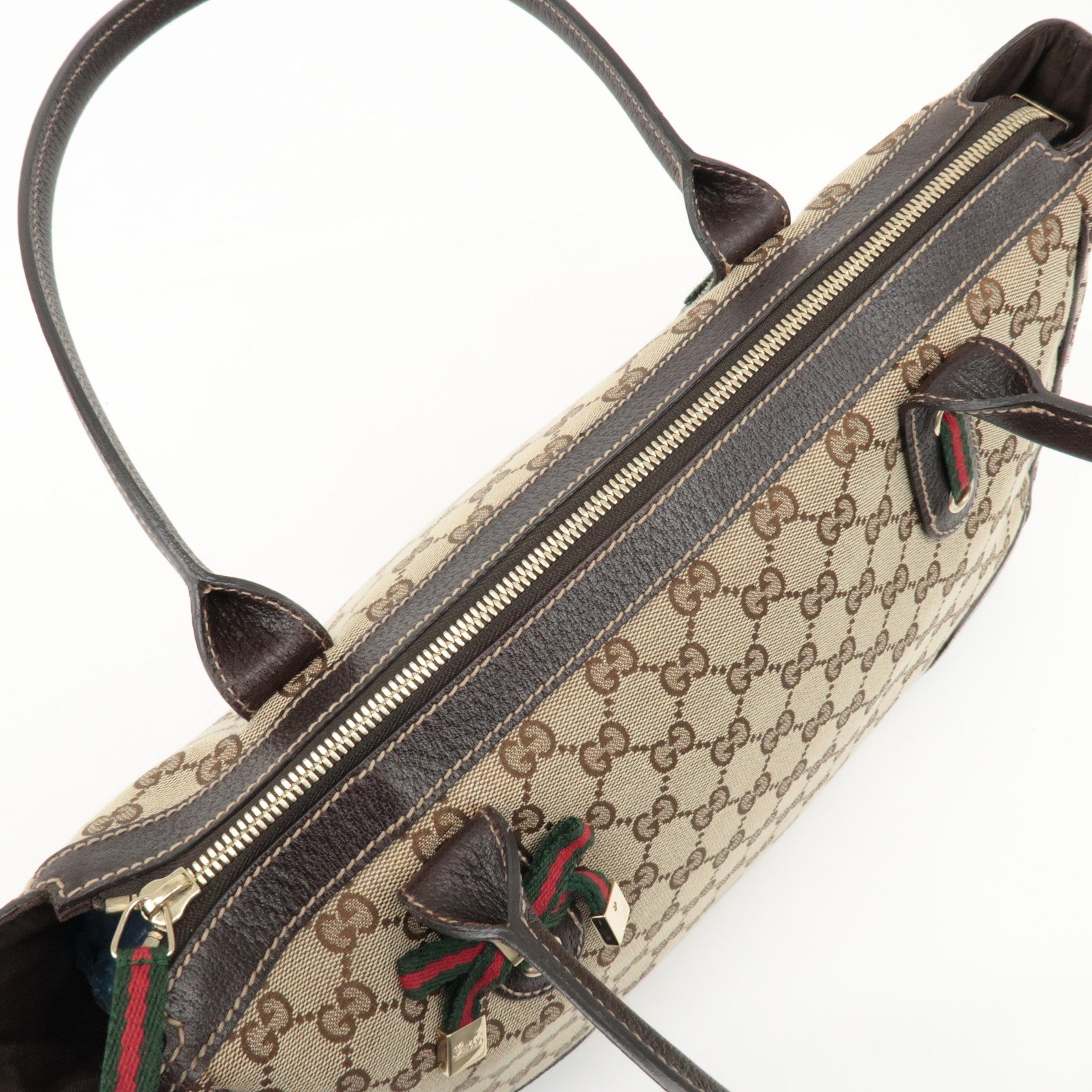 GUCCI Princy Sherry GG Canvas Leather Tote Bag Beige 177052 Used