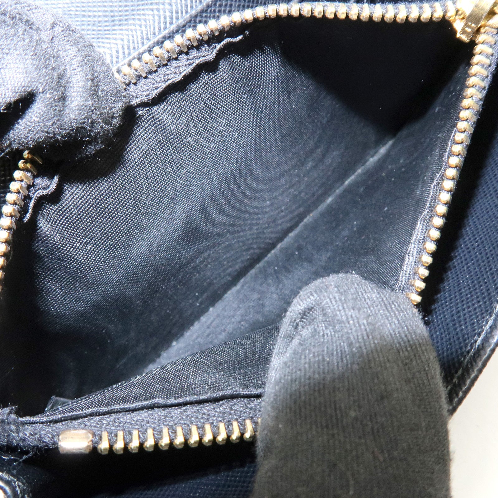 PRADA Triangle Logo Saffiano Leather Bi-fold Flap Wallet Black