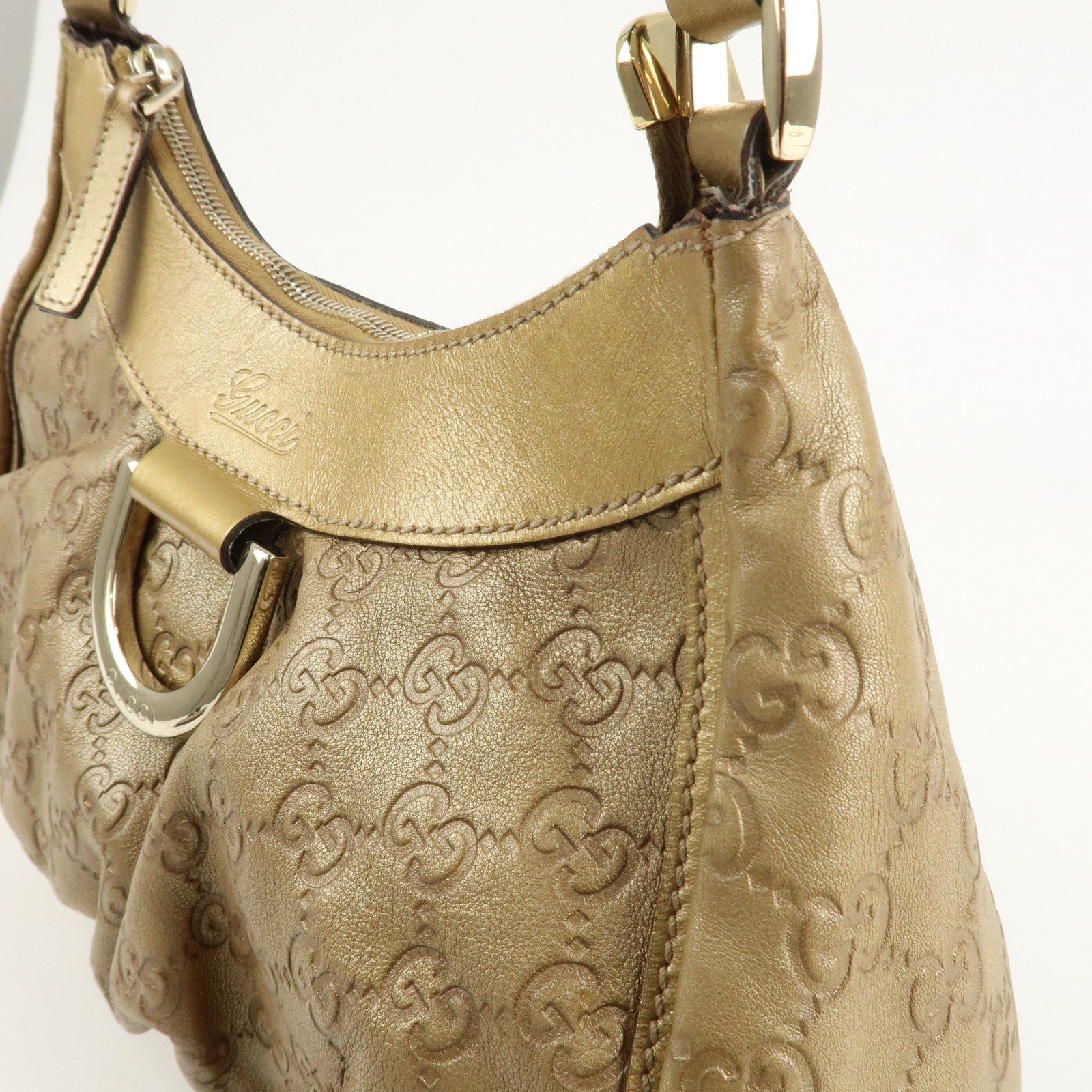 GUCCI Abbey Guccissima Leather Shoulder Bag Hand Bag Gold 190525 Used