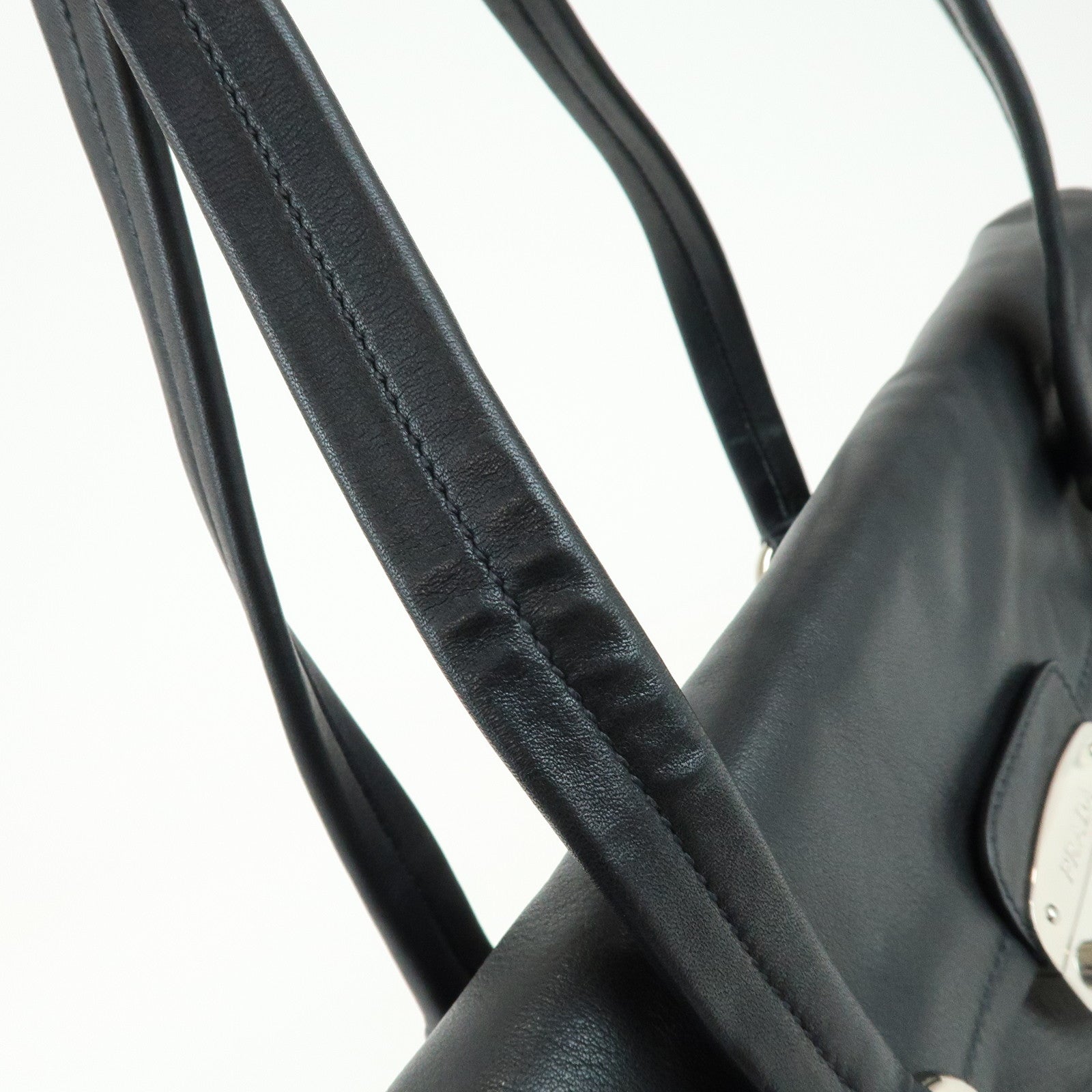 PRADA Calf Leather Shoulder Bag Black BR4479