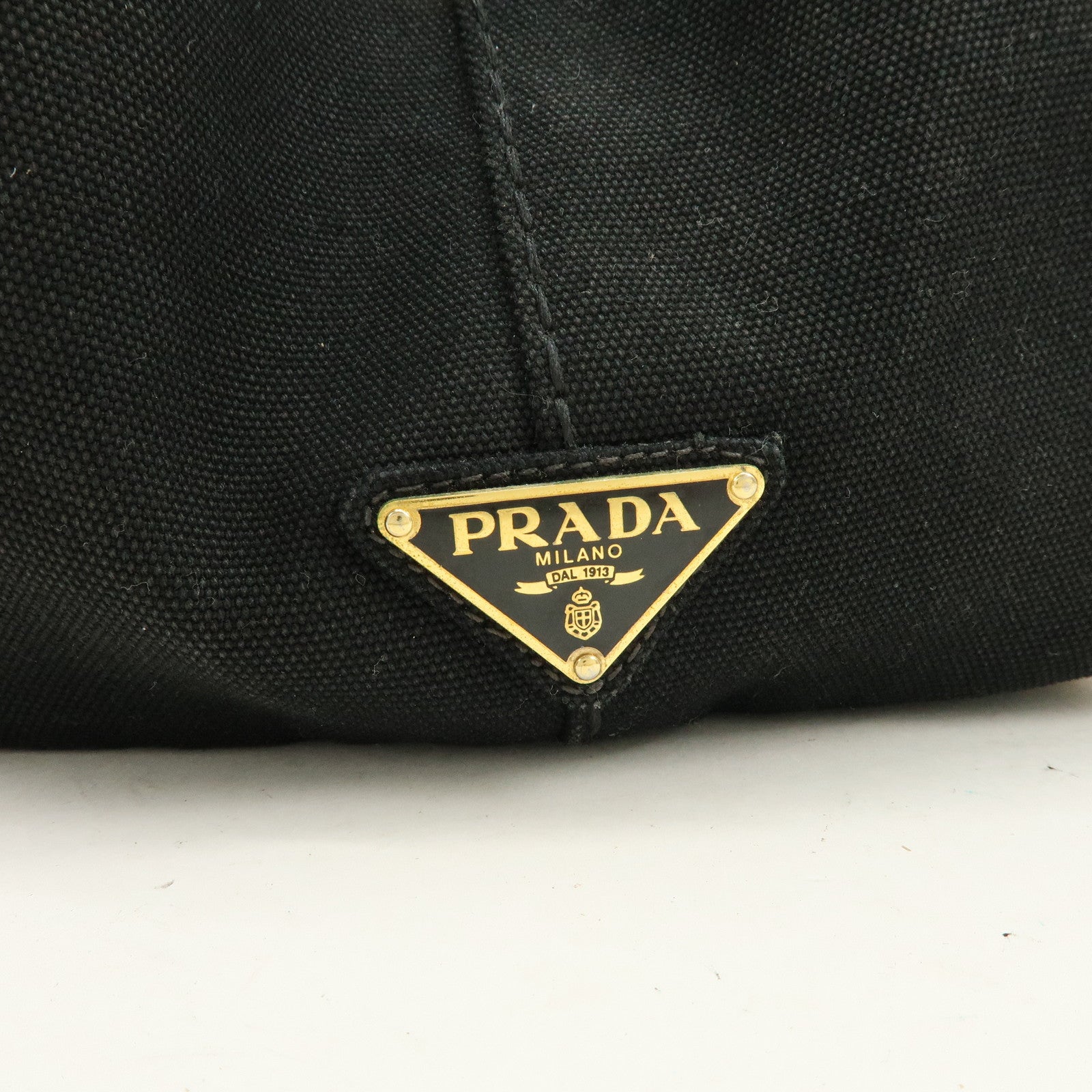 PRADA Canapa Canvas Tote Bag Hand 2Way Bag Black BN1877