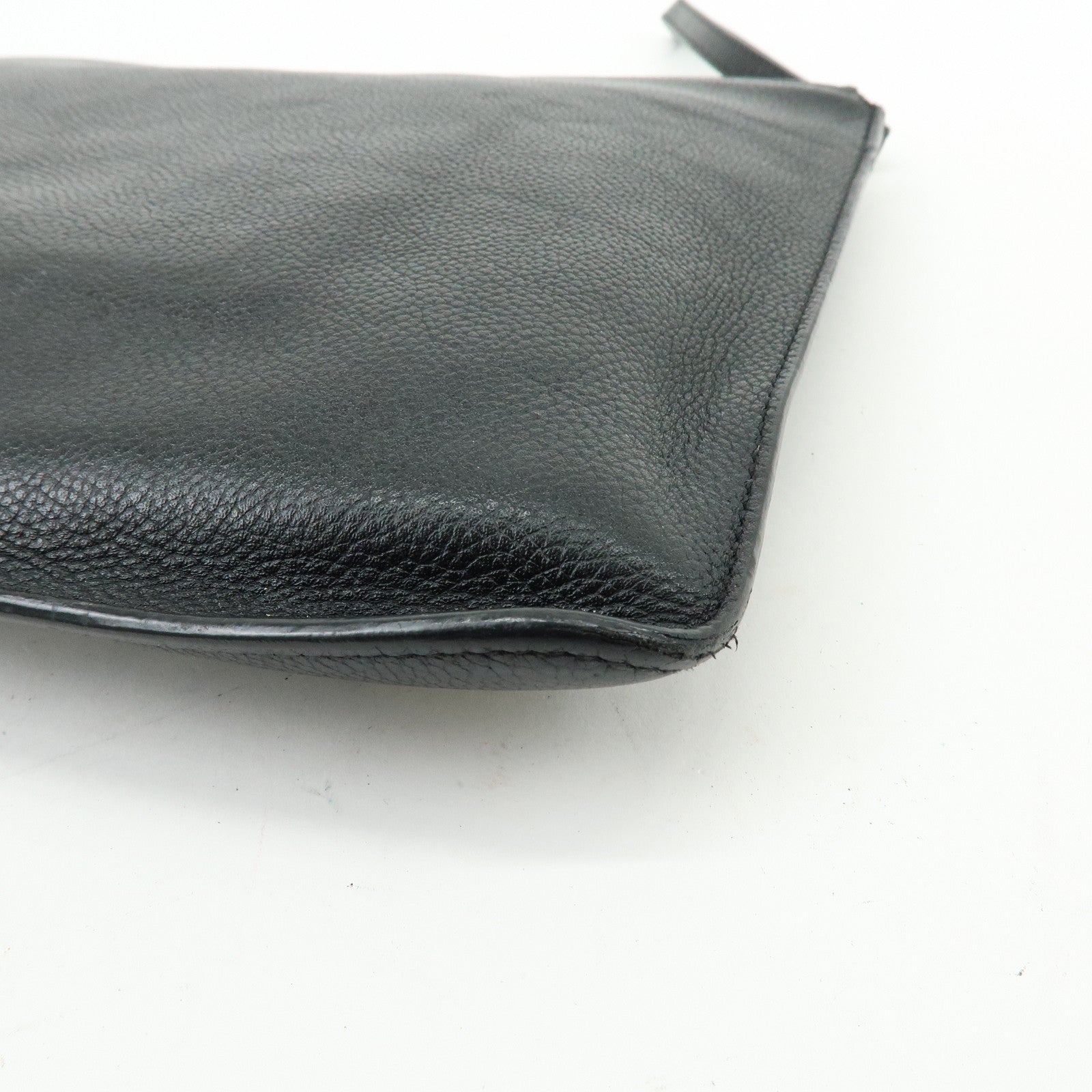 BALENCIAGA Leather Clutch Bag Flat Bag Black