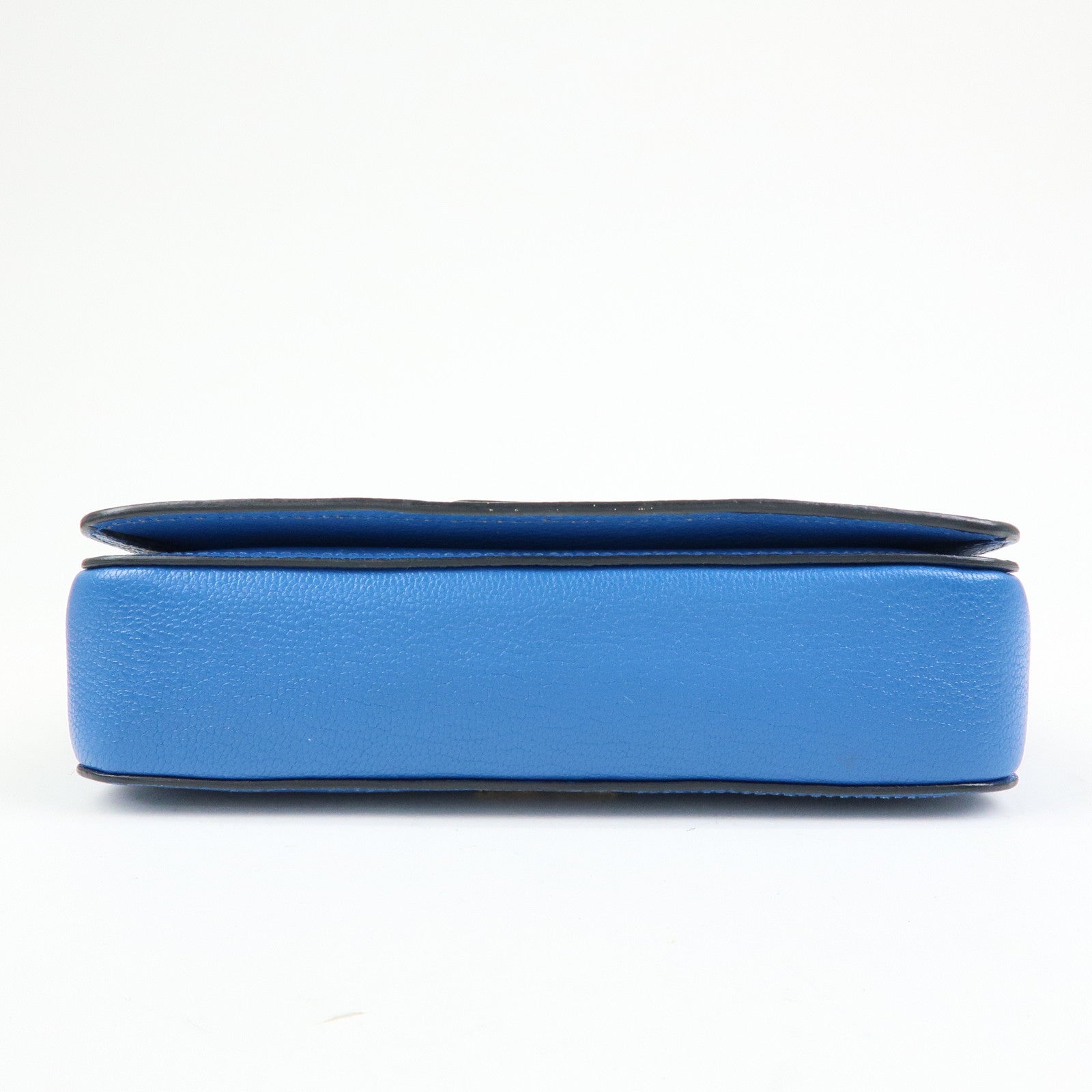 MIU MIU Madras Leather Shoulder Bag Crossbody Bag Blue RT0544