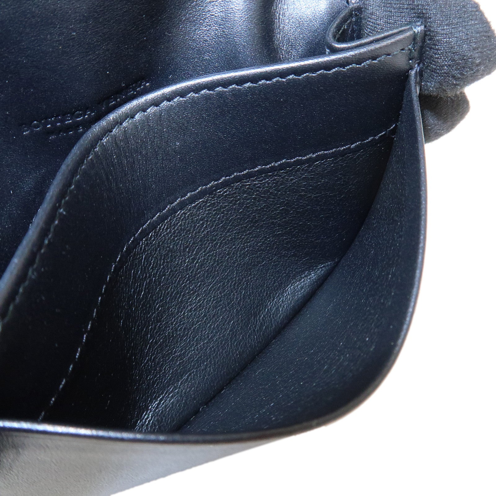 BOTTEGA VENETA Intrecciato Leather Card Case Card Holder Black