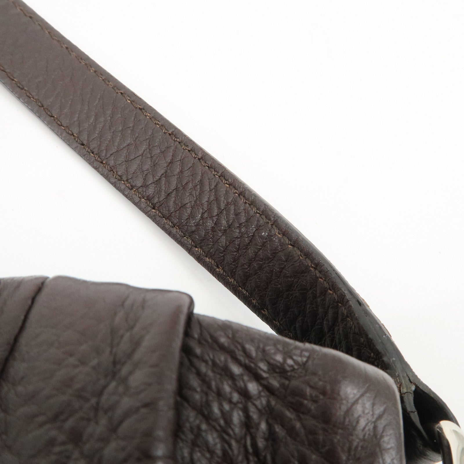 CELINE Macadam Pillow Small Leather 2Way Bag Dark Brown