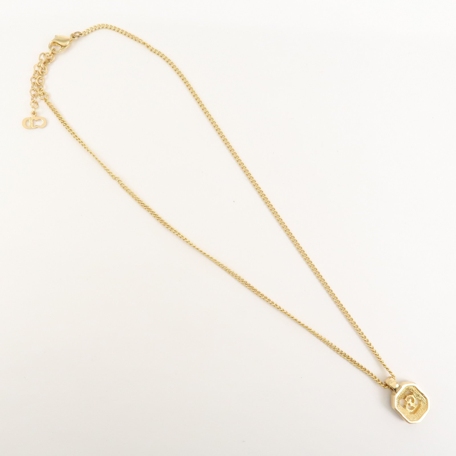 Christian Dior Logo Metal Necklace Choker Gold Black