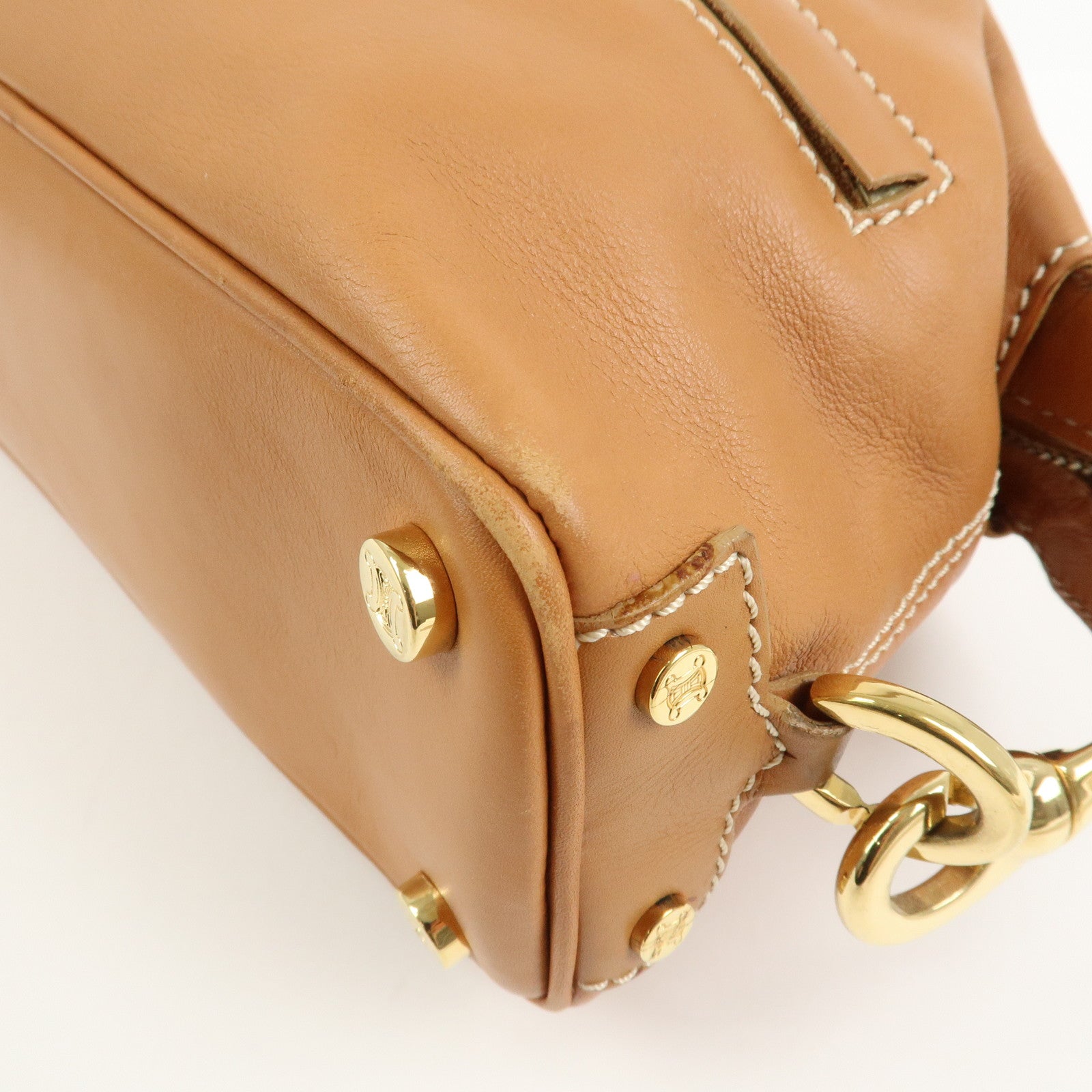 CELINE Macadam Leather Shoulder Bag Hand Bag Brown