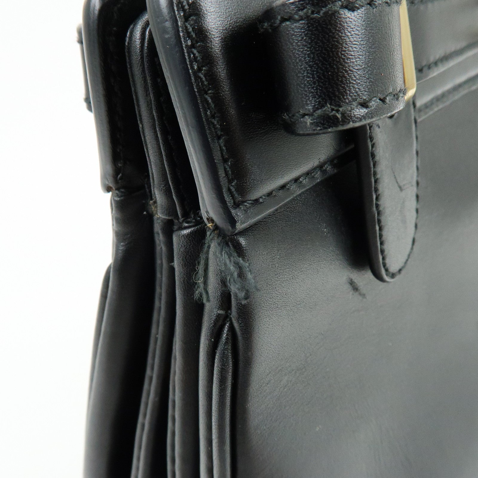 GUCCI Logo Leather Turn-lock Hand Bag Black 102119