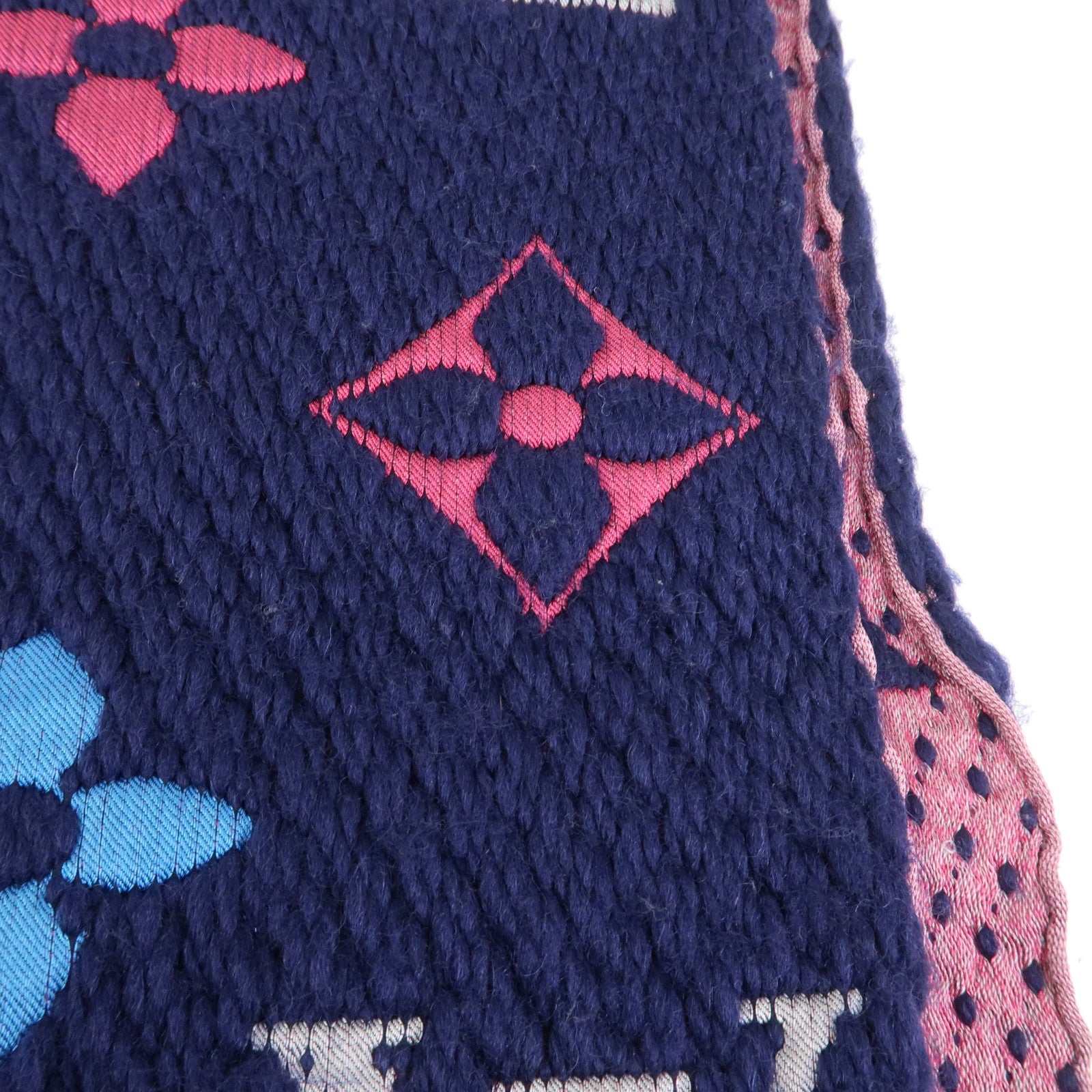 Louis Vuitton Monogram Escharpe Logo Mania Wool Scarf Navy M70899