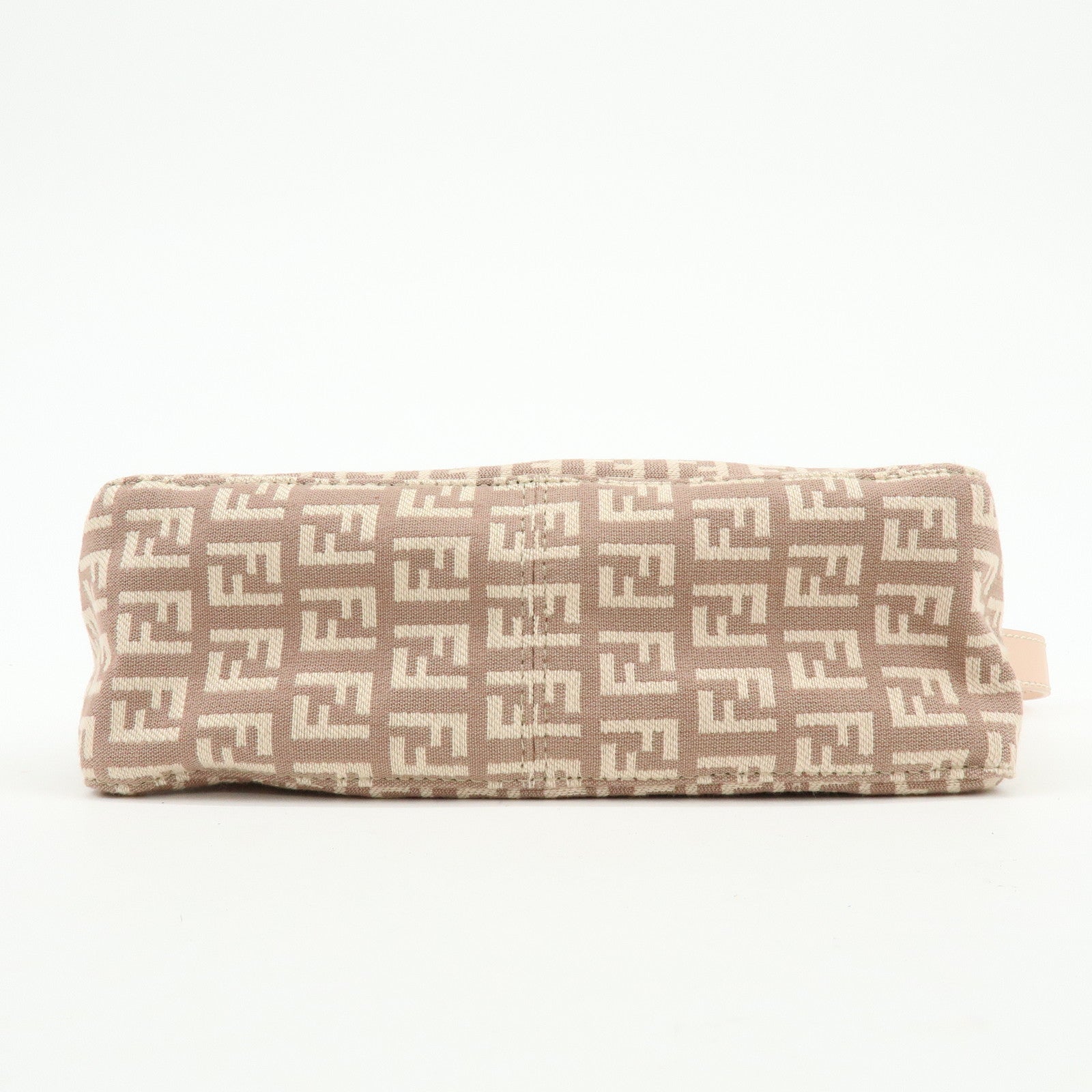 FENDI Zucchino Canvas Leather Hand Bag Pink Beige 8BR443