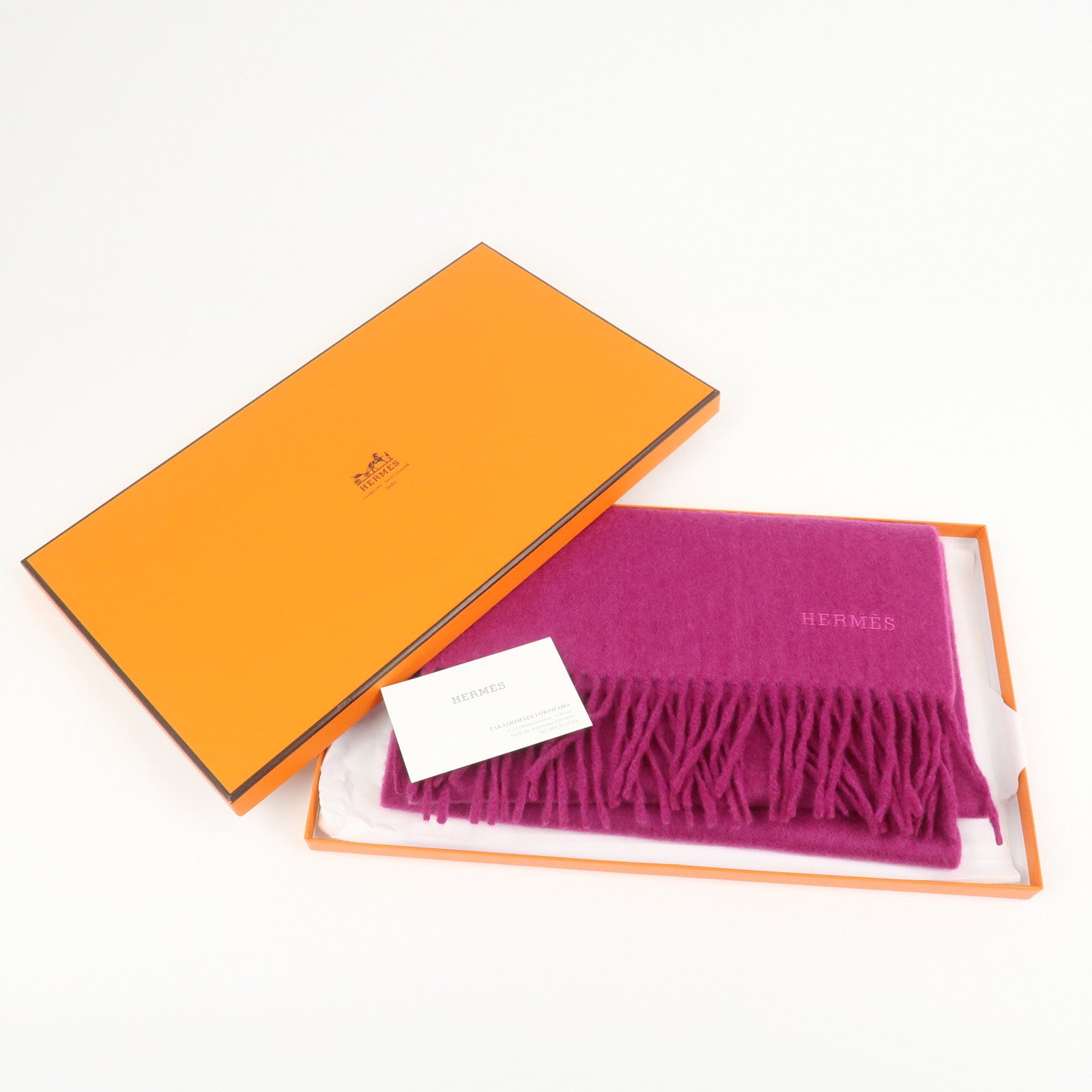 HERMES Cashmere 100% Scarf Muffler Purple