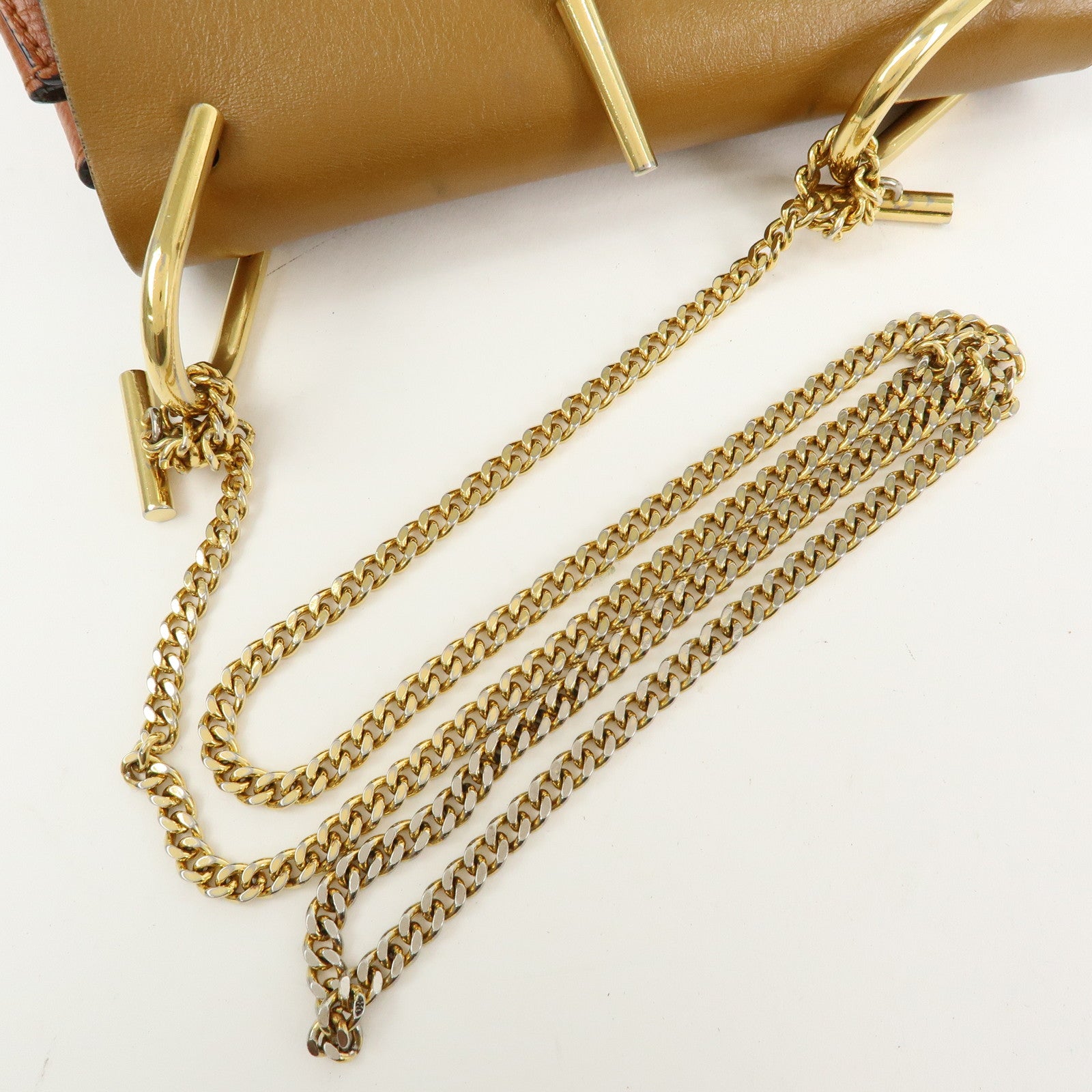 Chloe Drew Leather Chain Shoulder Bag Crossbody Bag Brown Gold