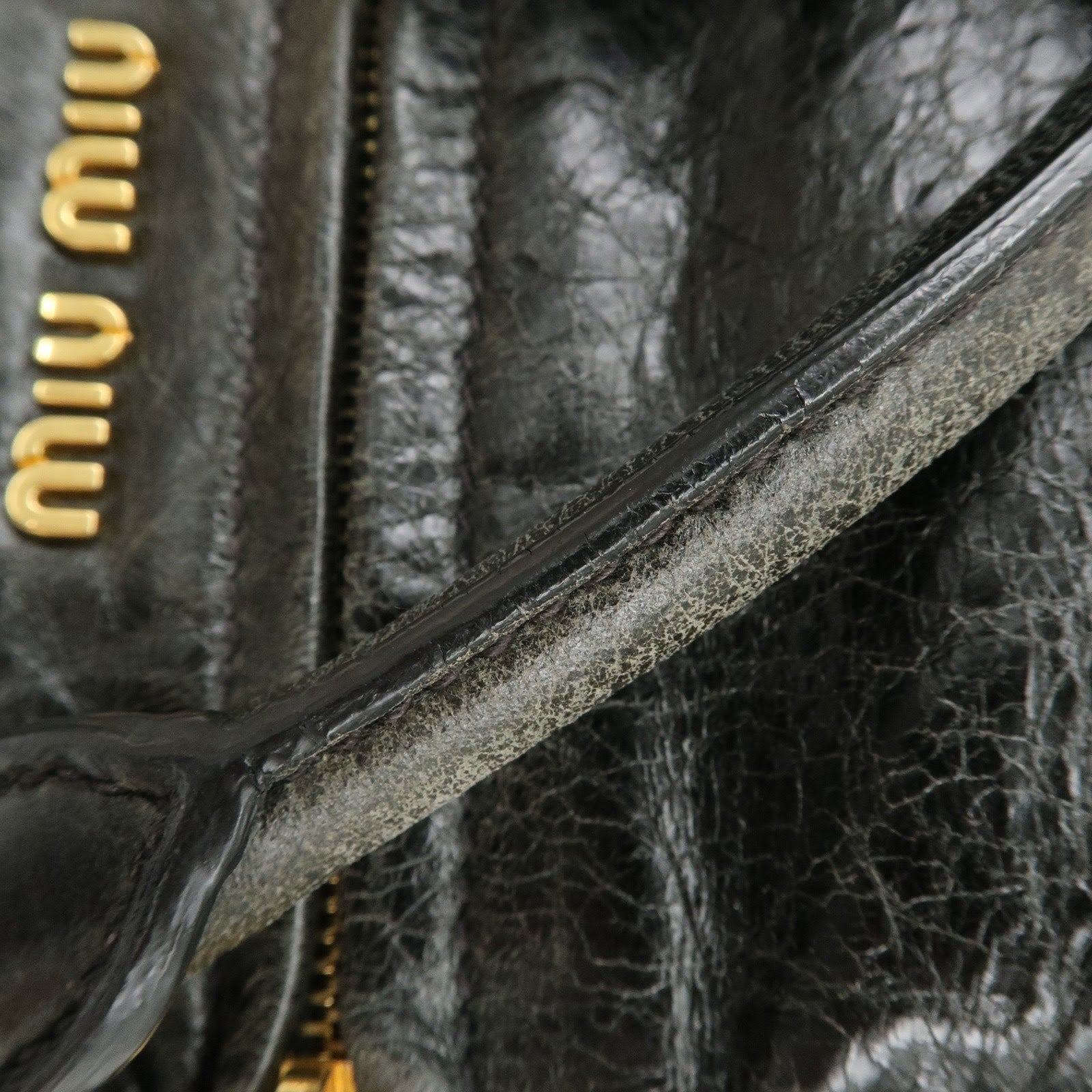 MIU MIU Logo Leather 2Way Bag Hand Bag Shoulder Bag Black