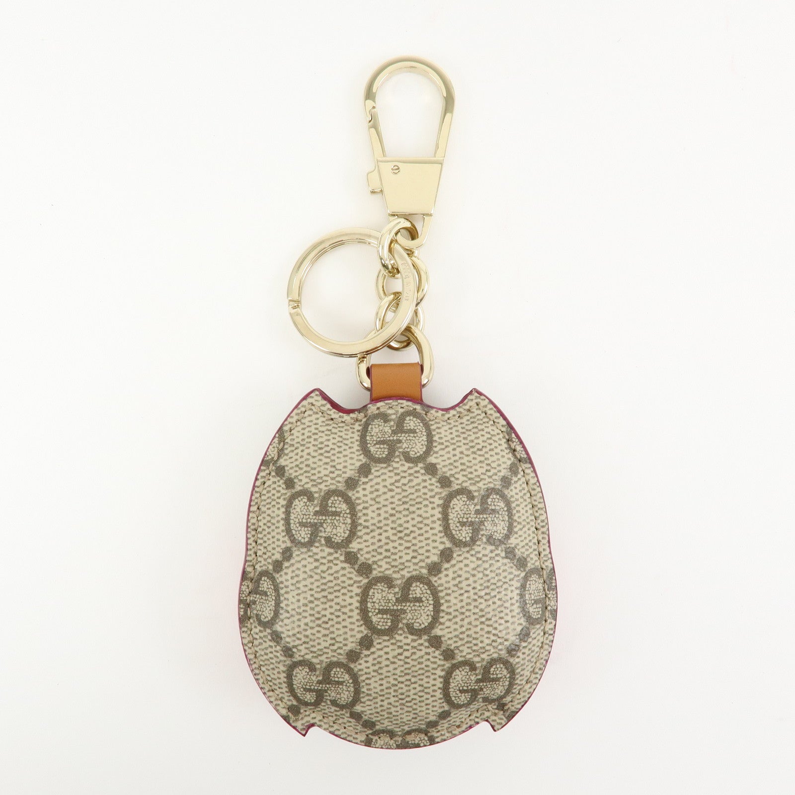 GUCCI GG Supreme Canvas Leather Bag Key Charm Owl Beige 821813