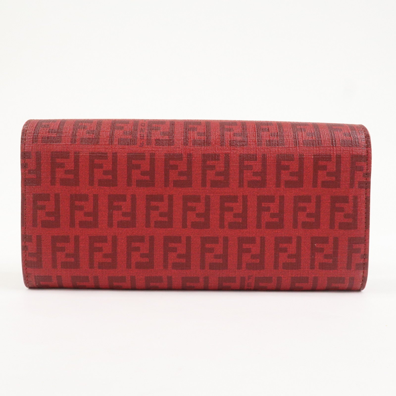 FENDI Zucchino Logo PVC Coating Canvas Bi-Fold Wallet Red