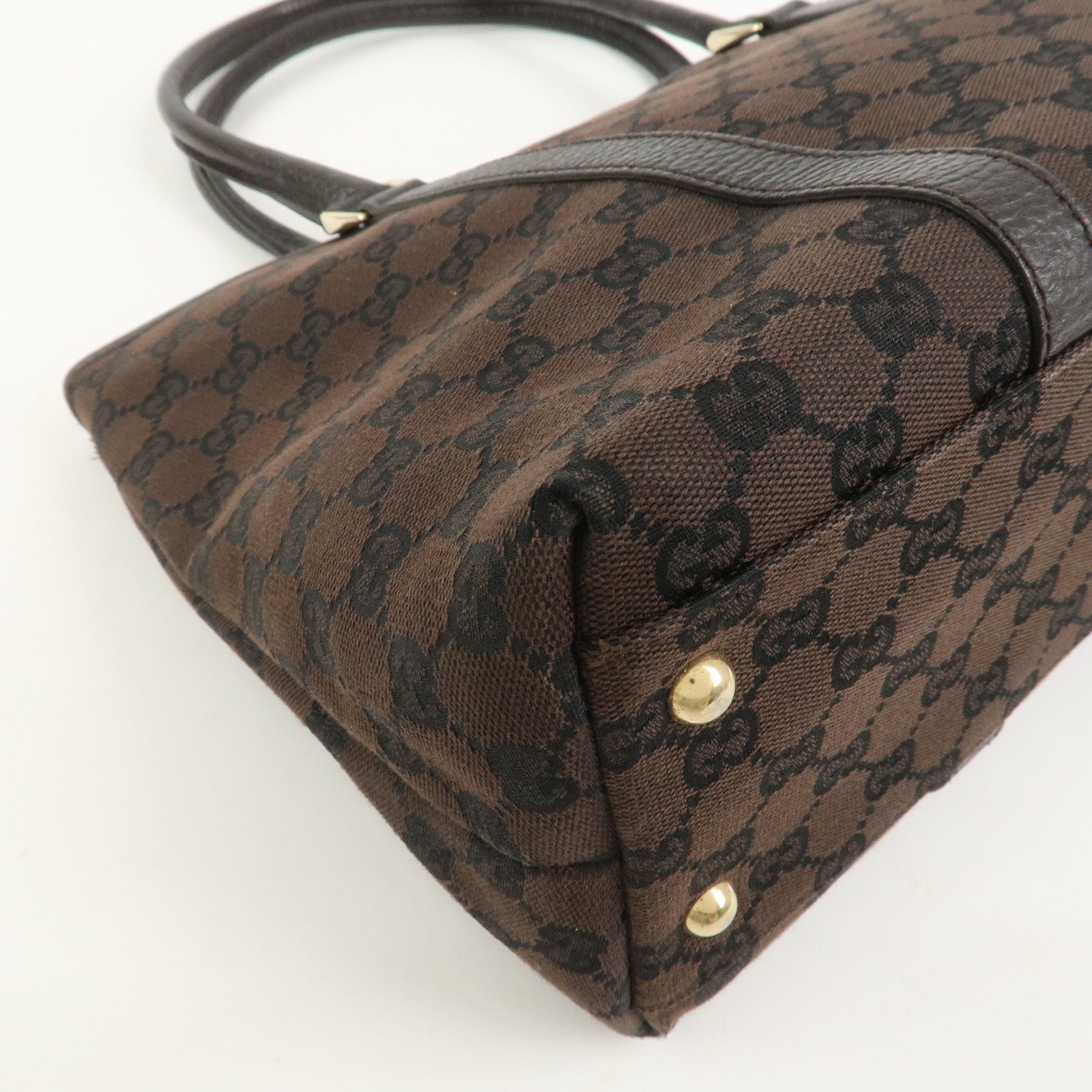 GUCCI Canvas Leather Tote Bag Shoulder Bag Dark Brown 257302