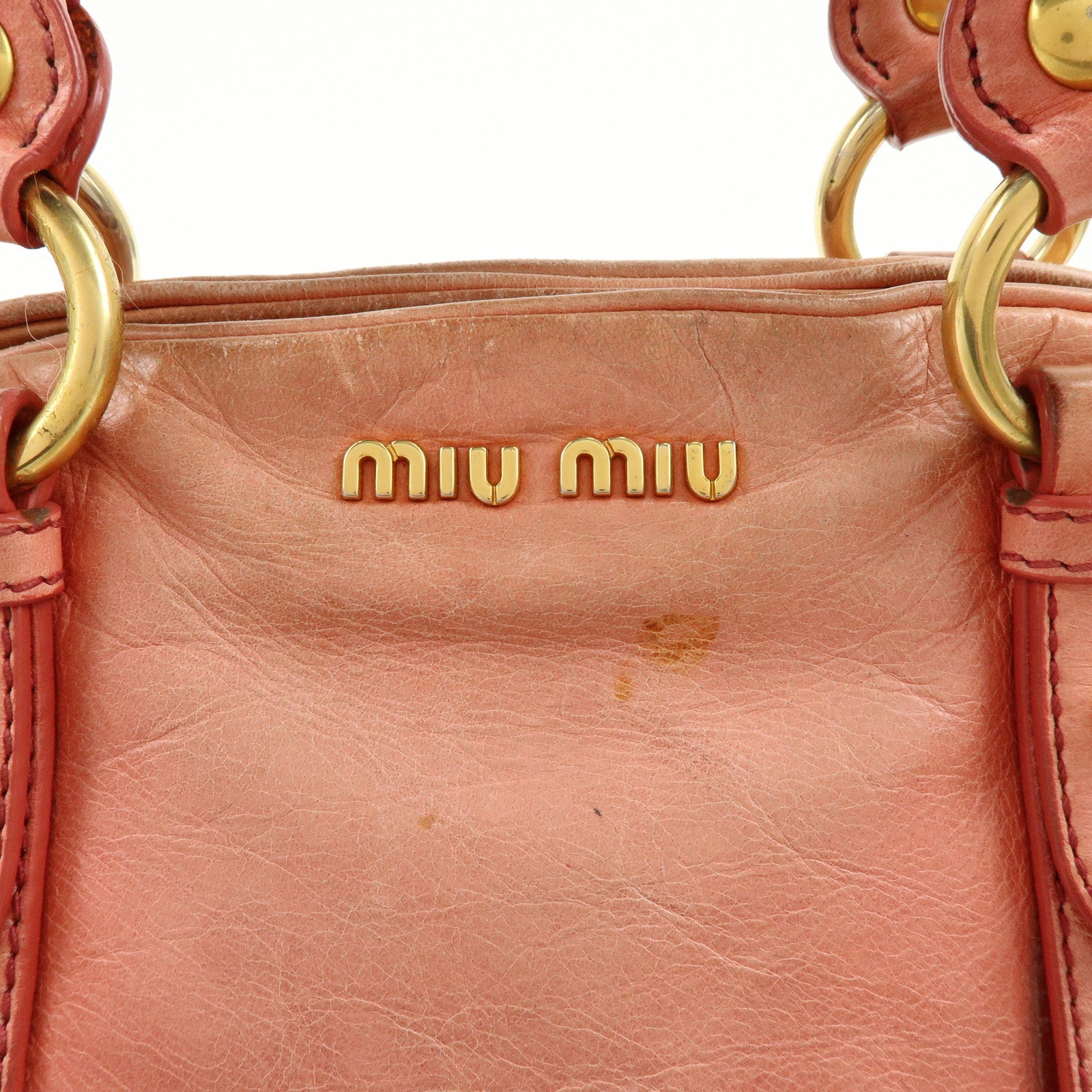 MIU MIU Leather 2Way Bag Hand Bag Shoulder Bag Pink