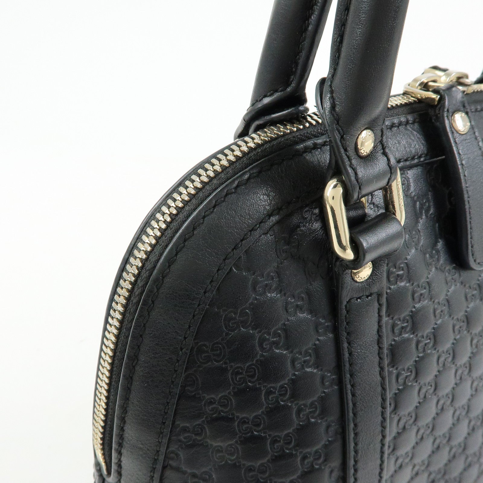 GUCCI Microguccissima Leather 2Way Bag Hand Bag Black 449654