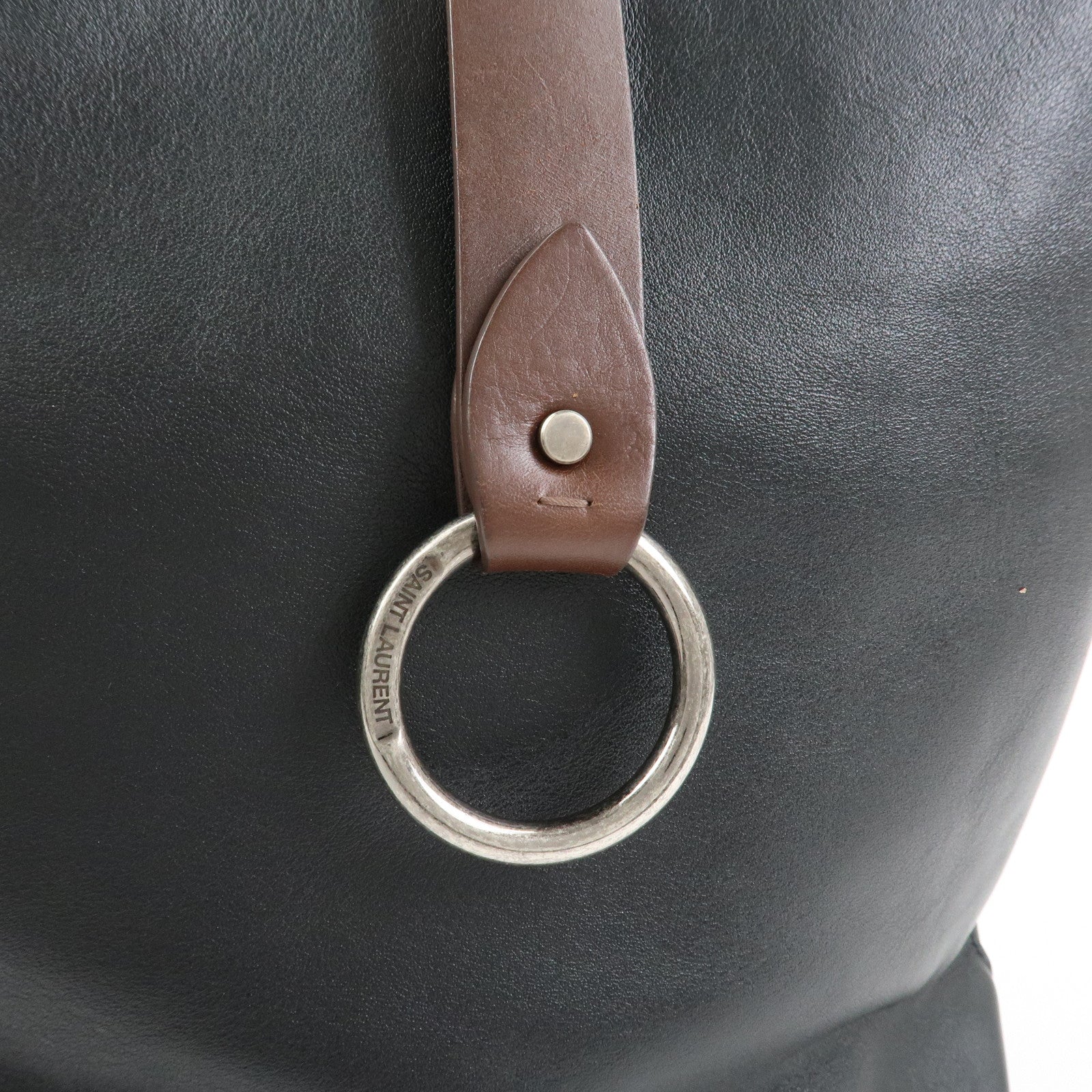 SAINT LAURENT PARIS Leather Shoulder Bag Black Brown
