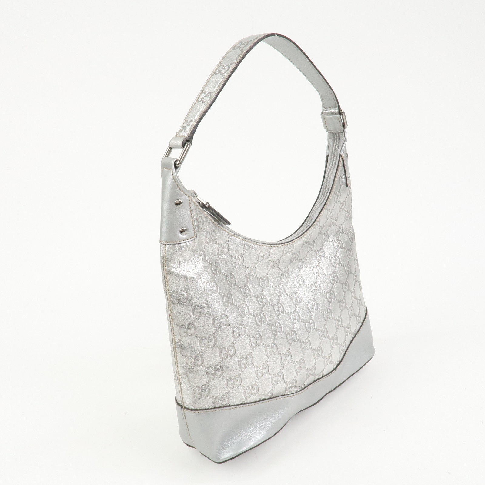 GUCCI Guccissima Leather Shoulder Bag Hand Bag Silver 239379