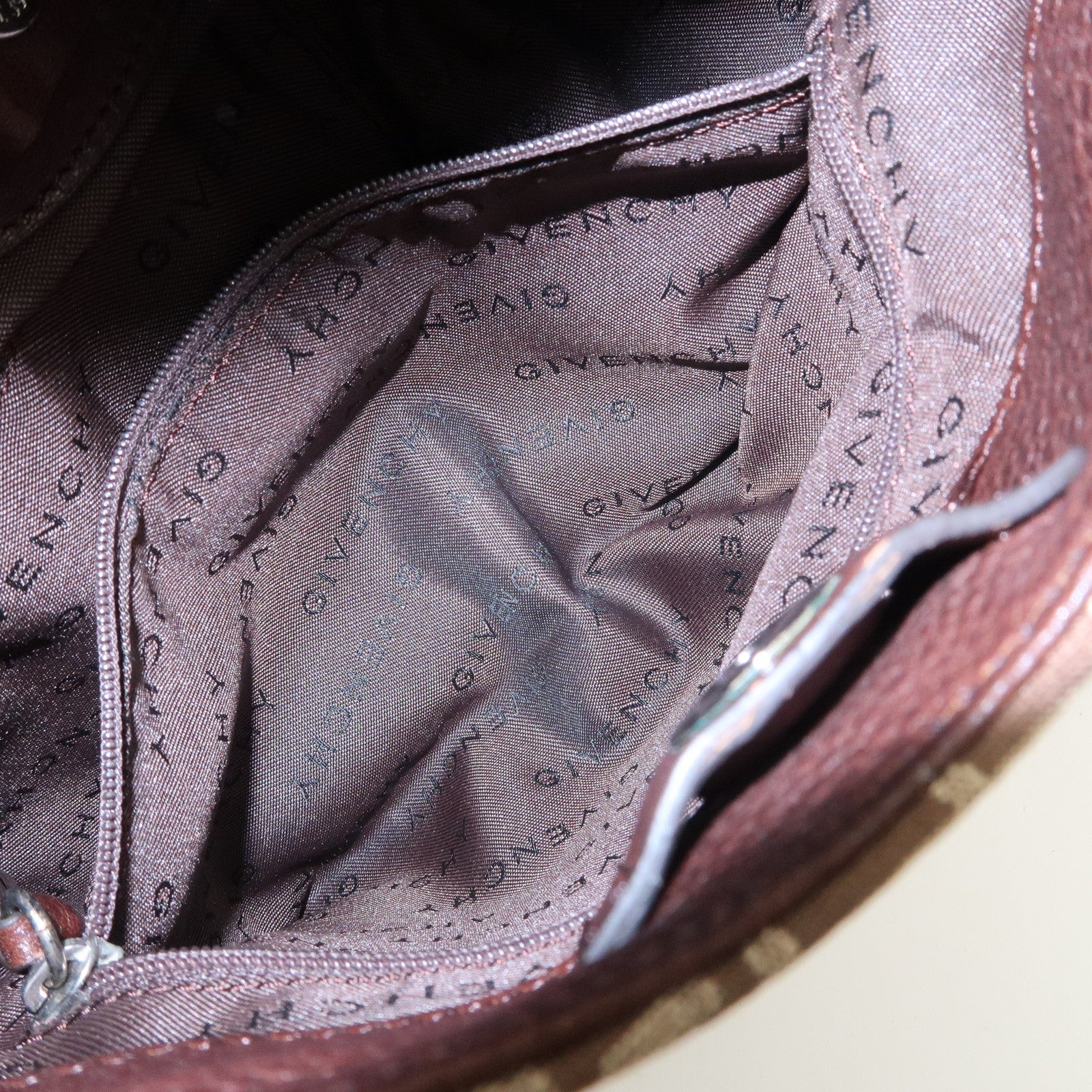 GIVENCHY 4G Logo Canvas Leather Hand Bag Shoulder Bag Beige Brown