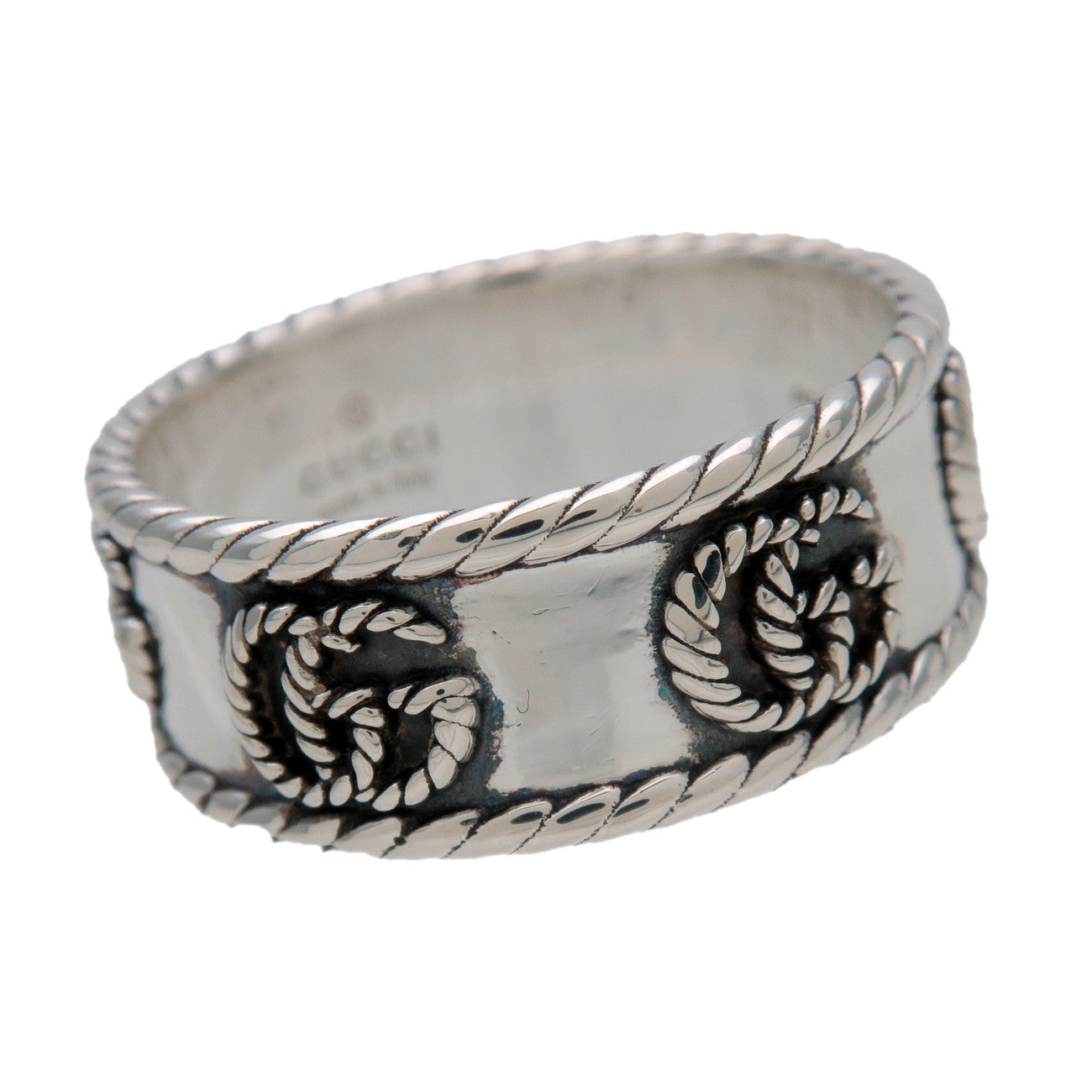 GUCCI Interlocking G Double G Wide Ring SV925 Silver #23 627729
