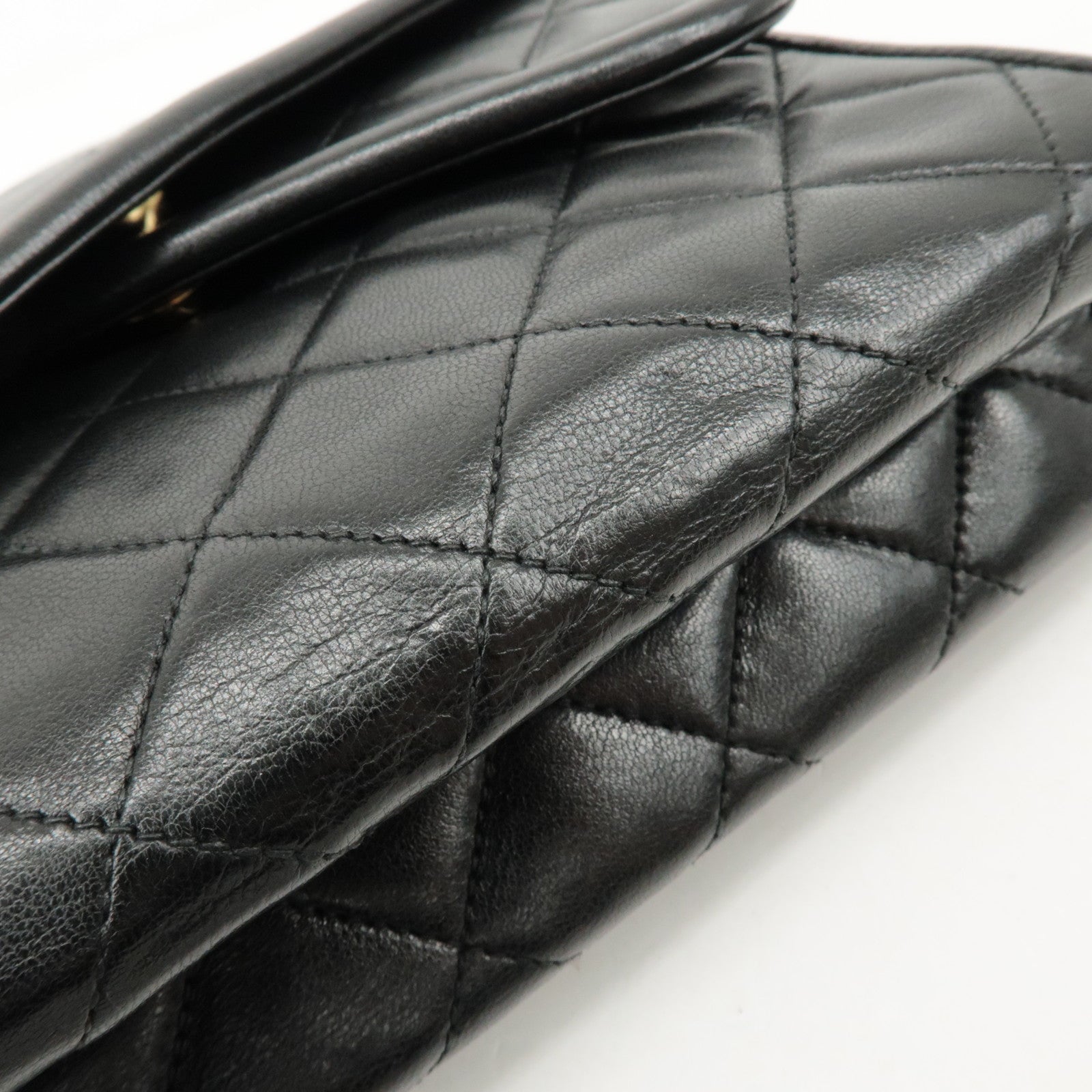 CHANEL COCO Mark Matelasse Lamb skin Chain Shoulder Bag Black Used